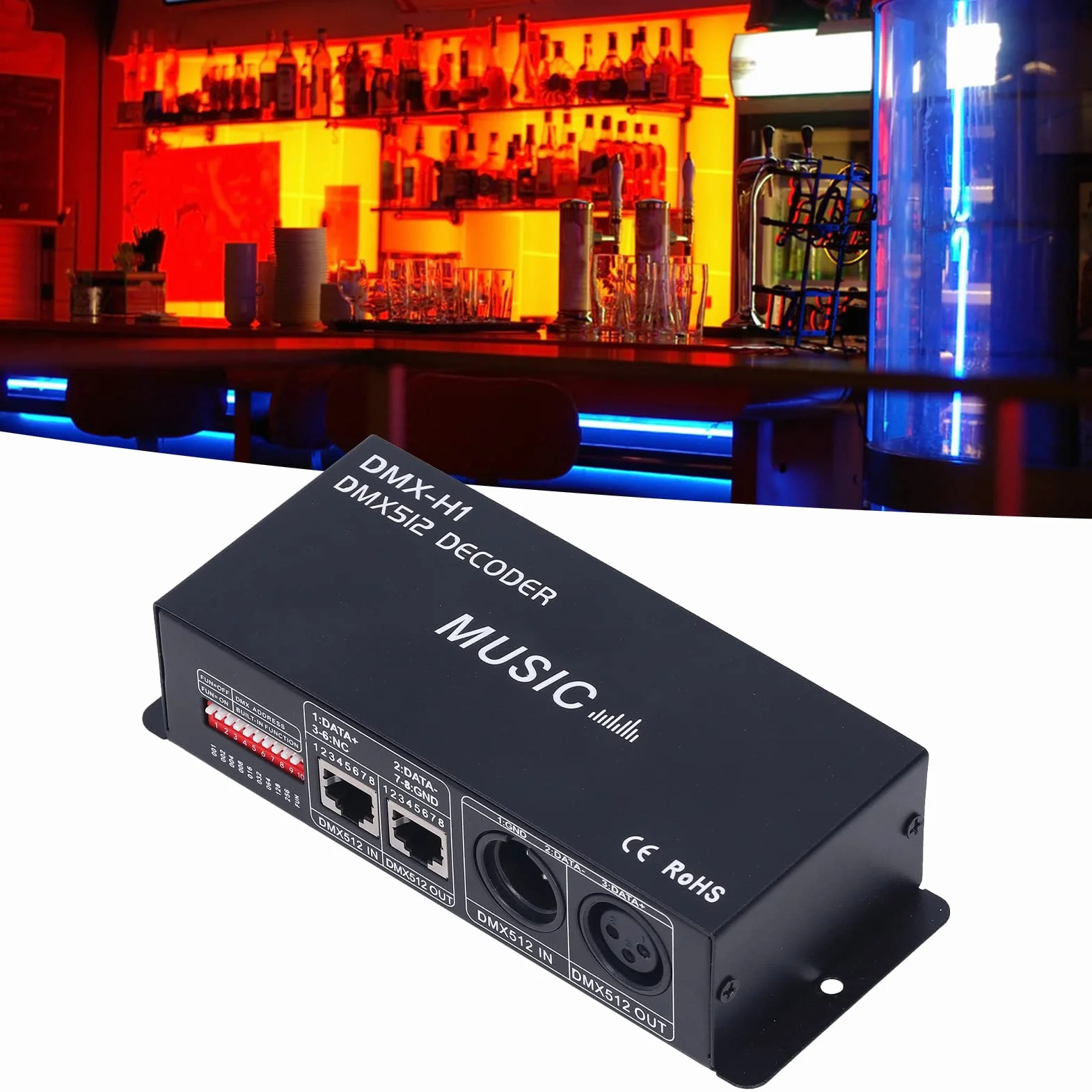 DMX RGB LED Sterownik i Dekoder Uniwersalny 3 Kanały 12V-24V 8A na Kanał dla Domu Barów Klubów i Hotelów Oświetlenia