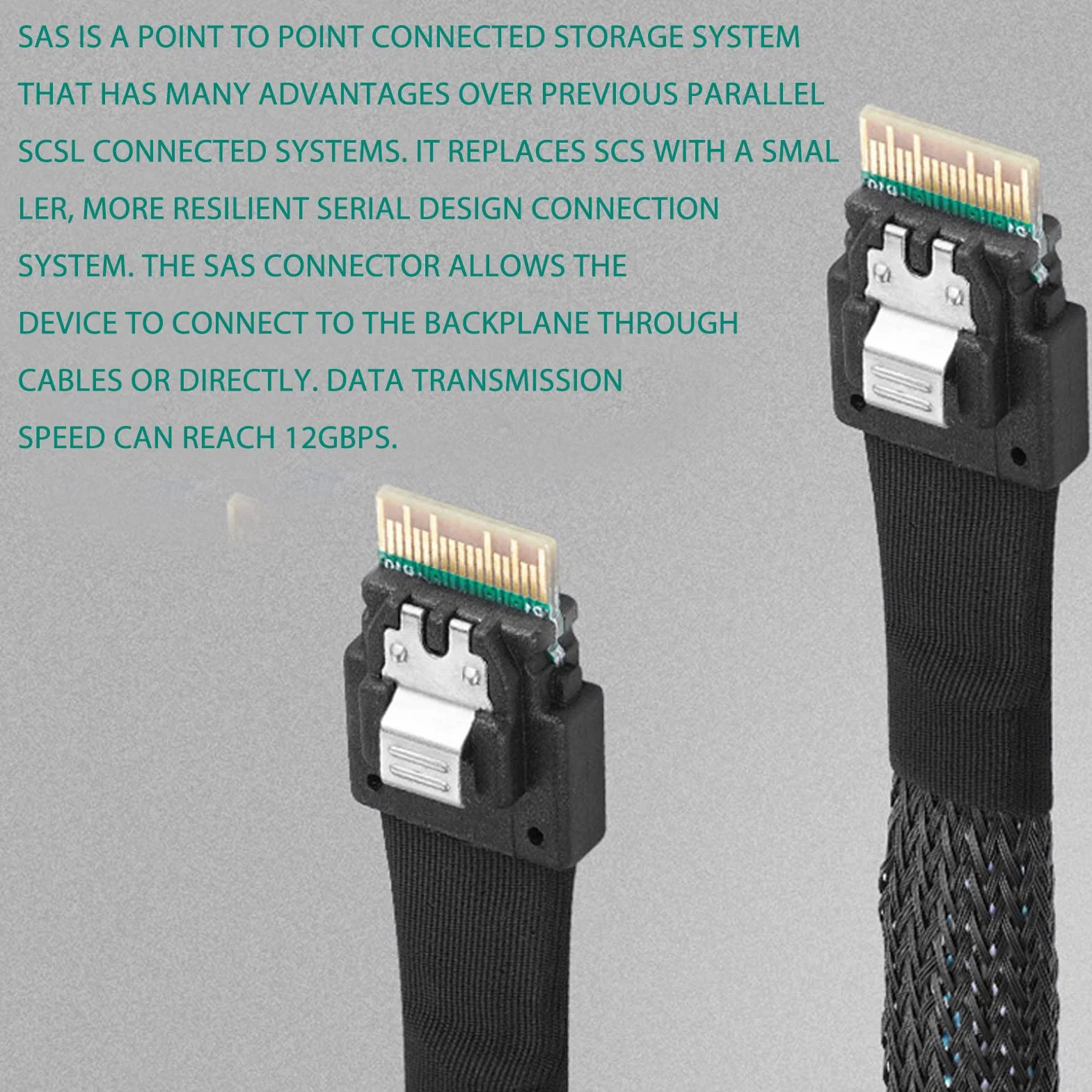 Wąski Kabel SAS, SAS 4.0 SFF 8654 4i 38pin Host do SFF 8654 Wąski Kabel Docelowy SAS, 12 Gb/s Ocynowana miedź Kabel Micro SATA do Obudowy Komputera Stacjonarnego HDD (1 m / 3,3 stopy)