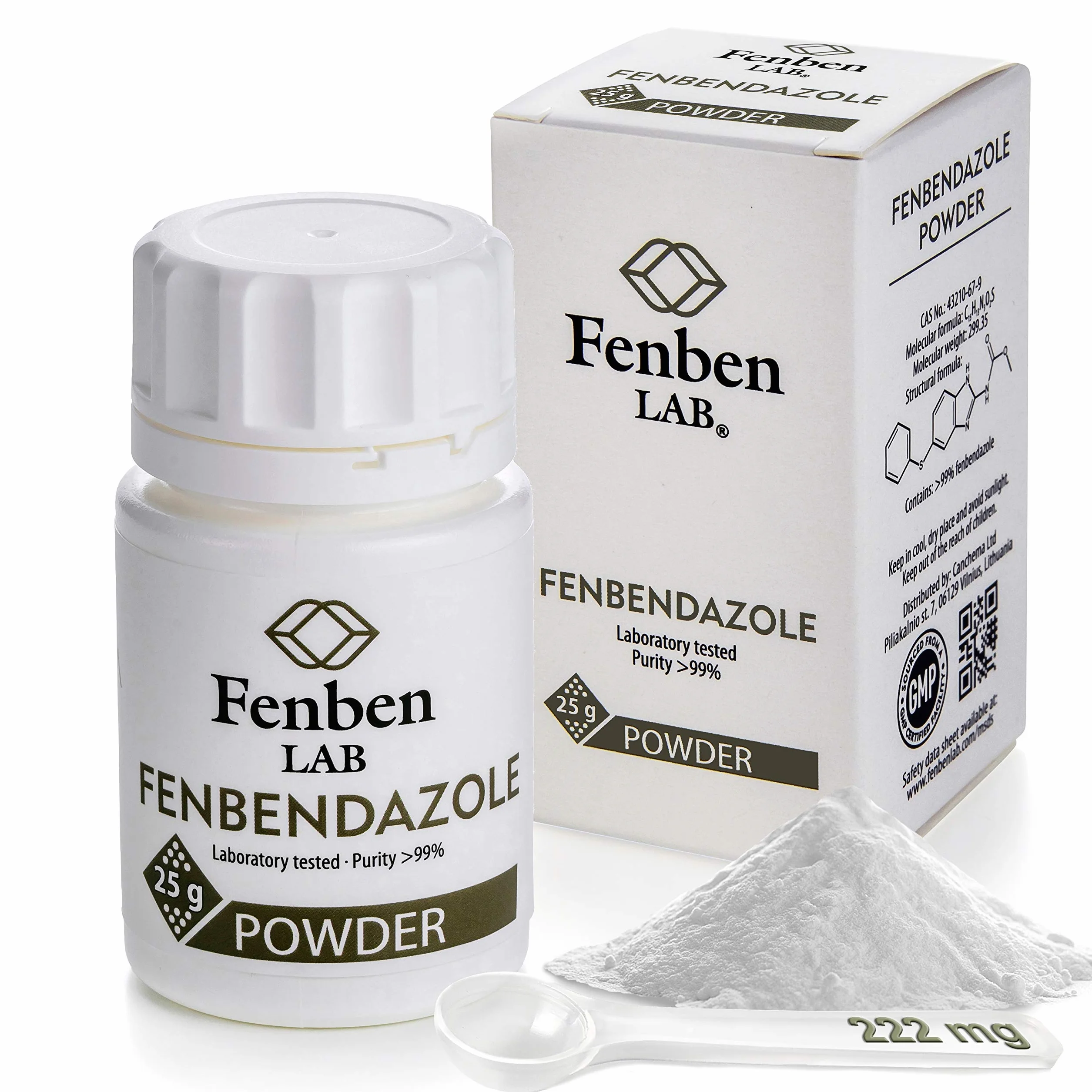 Fenbendazole 25g Proszku, Czystość >99.9%, Wyprodukowane przez Fenben Lab, Dołączono Certyfikat Analizy, Testowany w Certyfikowanym Laboratorium, 0.9oz