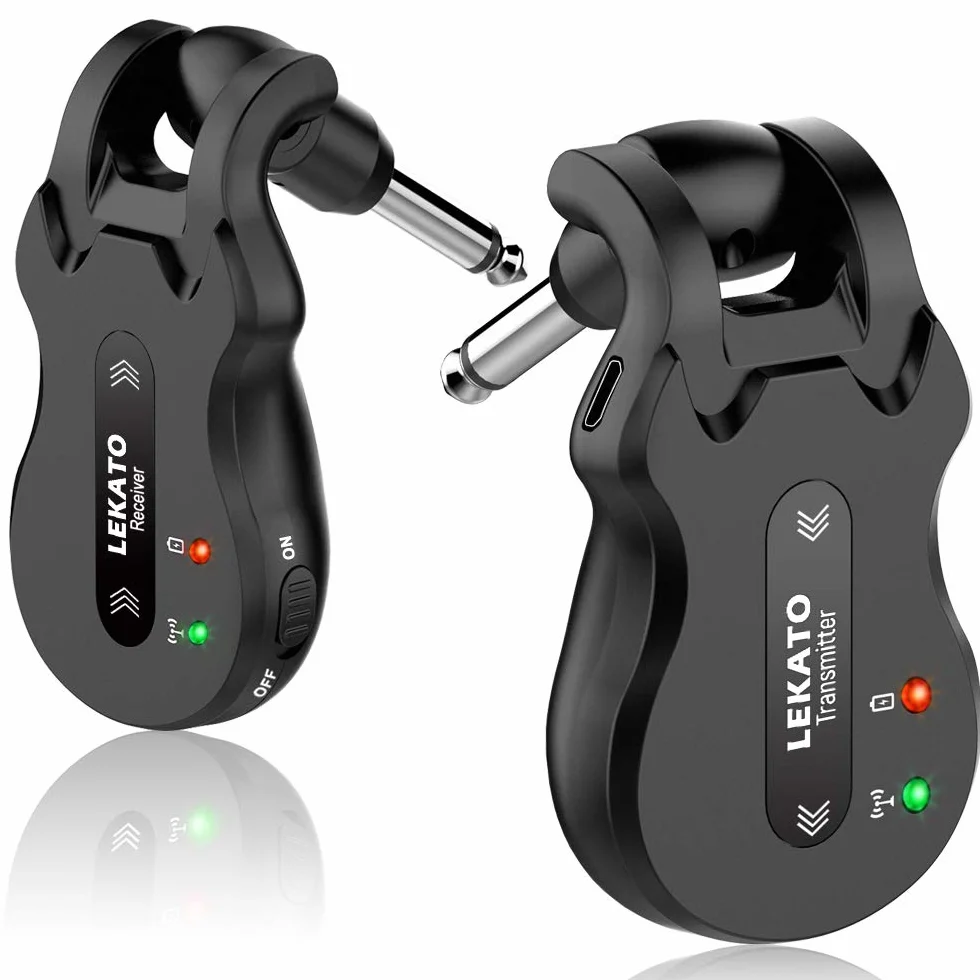 LEKATO 5,8 GHz Gitara Bezprzewodowy transceiver System gitarowy Bezprzewodowy cyfrowy kabel gitarowy z możliwością ładowania o dużej zdolności zapobiegającej zakłóceniom gitary basowej