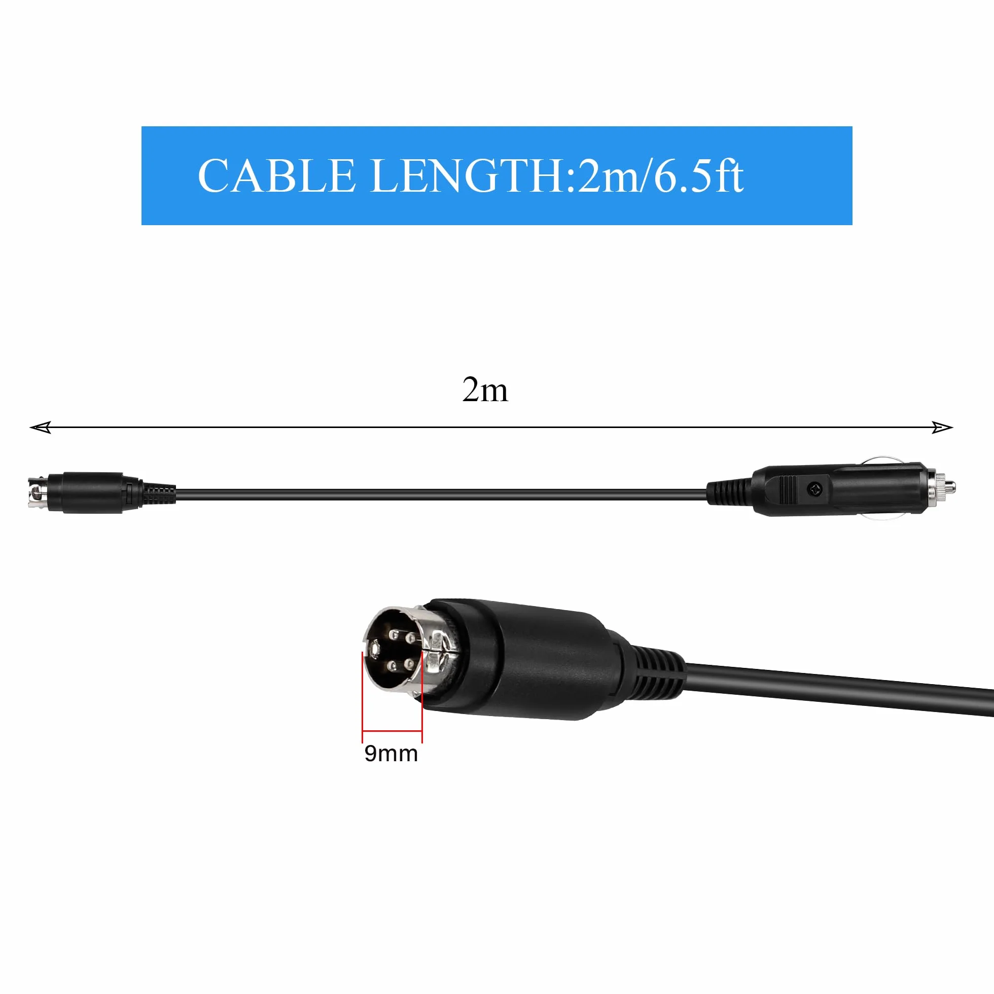 Ładowarka samochodowa 12 V DC 18AWG, kabel zasilający, męski do 4-pinowego kabla mini DIN do DVD, telewizora LCD, rejestratora samochodowego, kamery