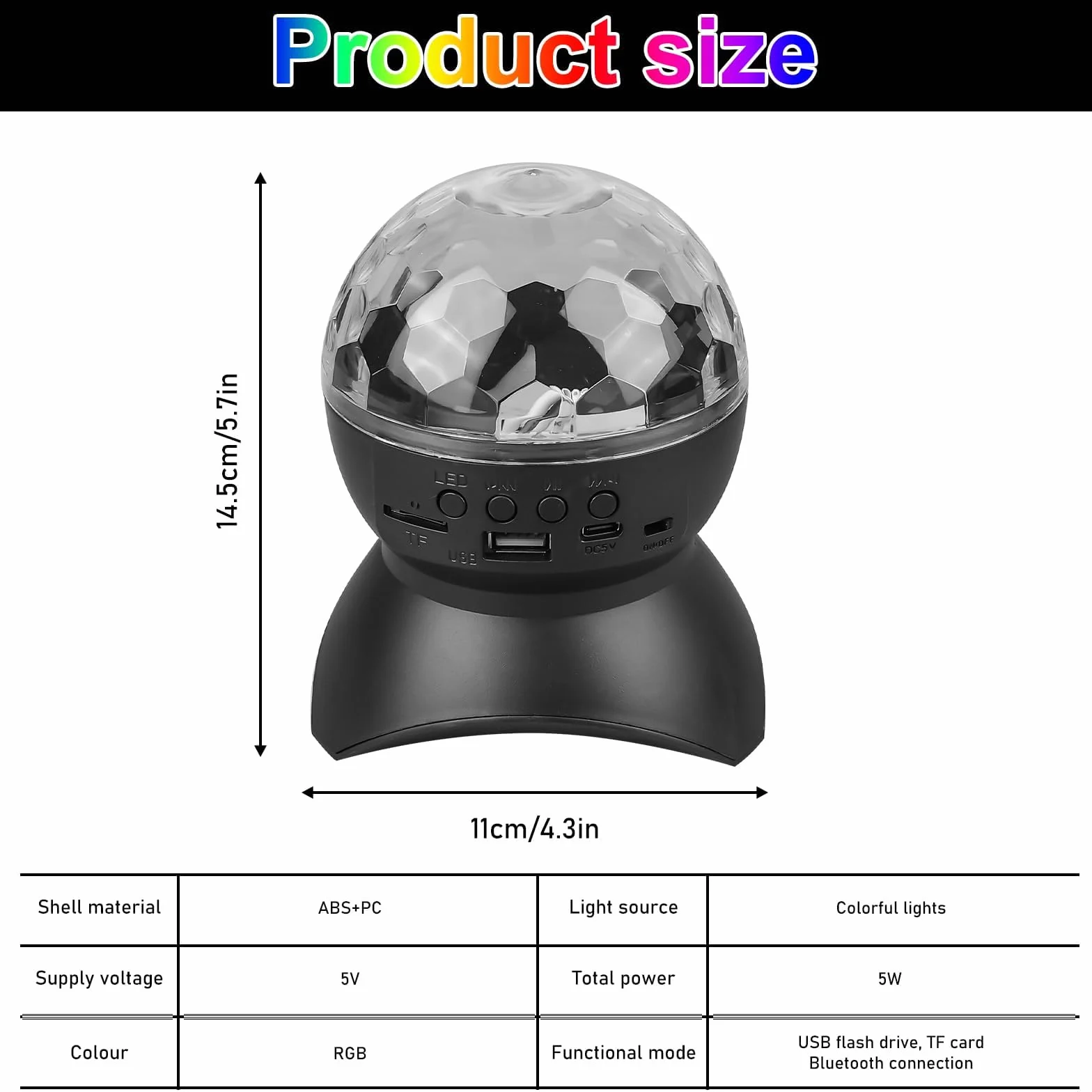 GOMETY Kula dyskotekowa, możliwość ponownego ładowania, oświetlenie dyskotekowe LED, Bluetooth, kula dyskotekowa obracana o 360°, oświetlenie imprezowe, tryb muzyki, oświetlenie sceniczne RGB
