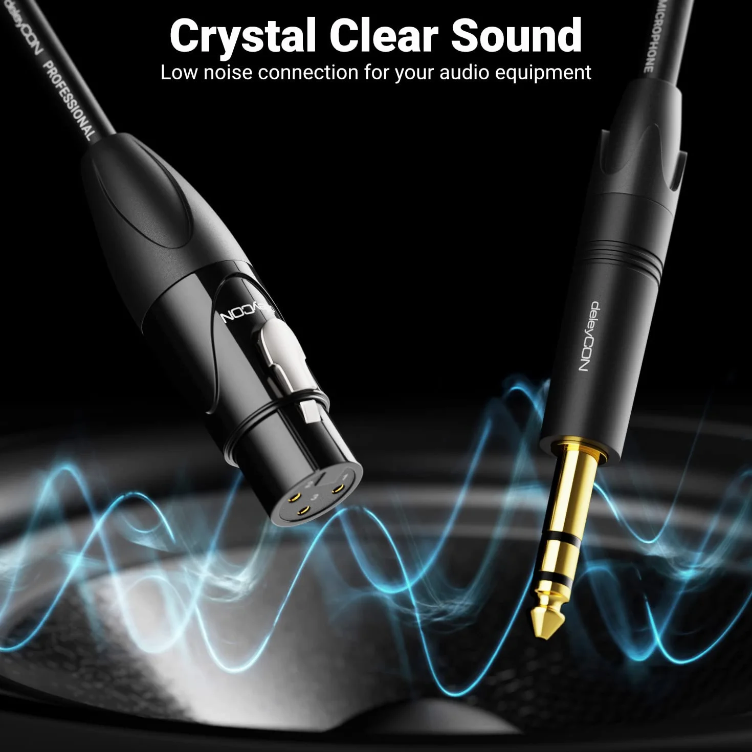 deleyCON 3,0m XLR do 6,35mm Jack Stereo - mikrofonowy adaptera audio AUX - Jakość studyjna - Wykonane z czystej miedzi OFC (AWG24) XLR Żeńskie na Jack 6,35mm Męskie - Metal Lock