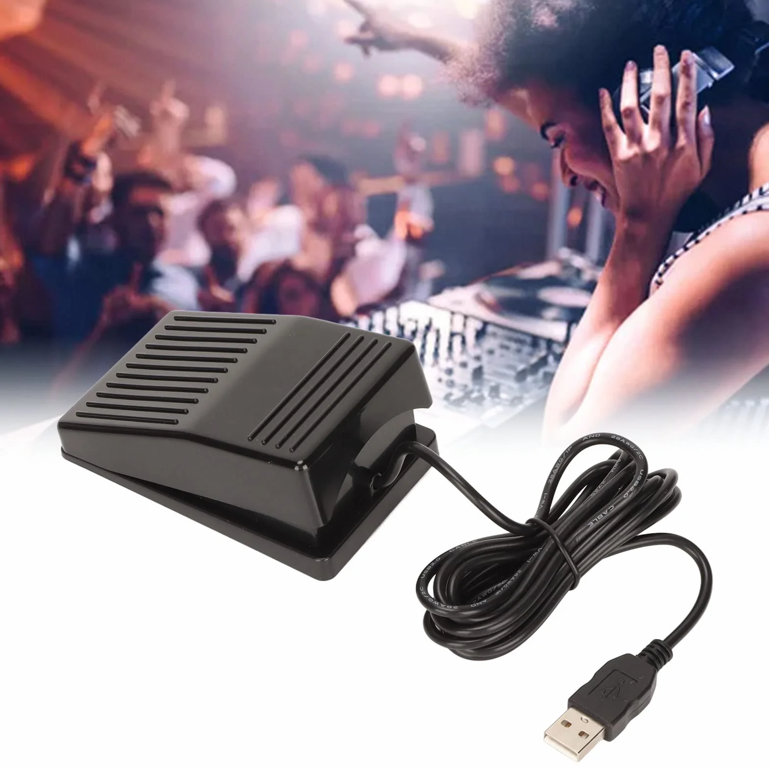 Metalowy Przełącznik Nożny USB z Pojedynczym Pedałem Sterowanie Jednym Klawiszem Program Przełącznika Nożnego Dostosowana Akcja HID do Gry z Klawiaturą Komputerową i Myszką z Kablem o Długości 2 Metró