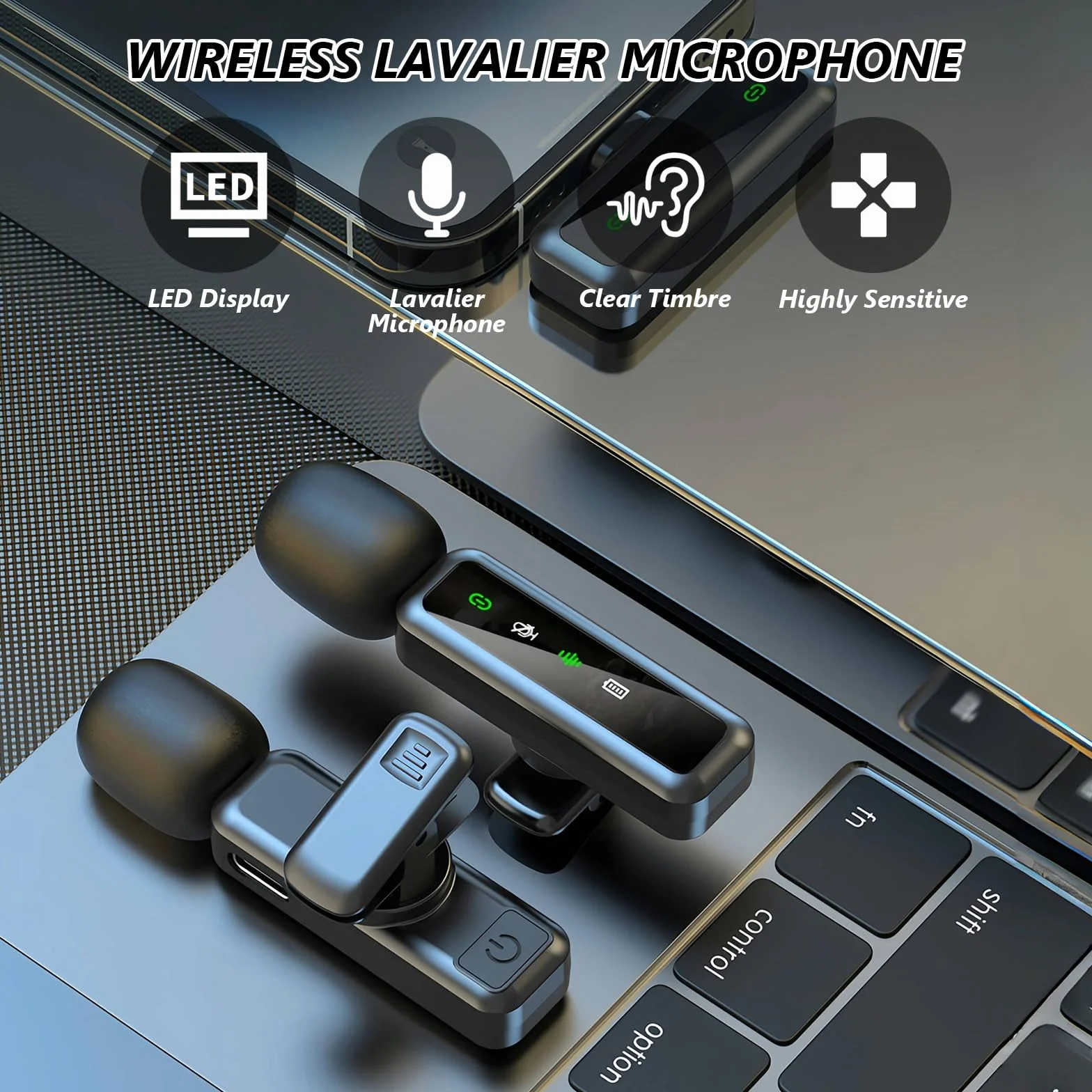 flintronic Bezprzewodowy mikrofon krawatowy iPhone Android iPad, mini mikrofon klapowy z redukcją szumów, mikrofon z klipsem, mini mikrofon, iPhone z USB-C do nagrywania wideo, vloga, TikTok, YouTube