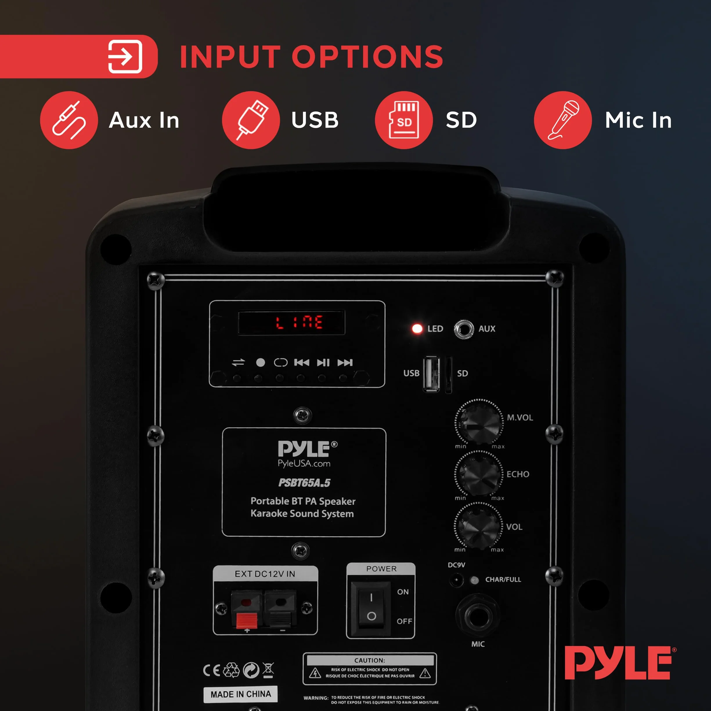 Pyle Głośnik Bluetooth Karaoke PA - Indoor/Outdoor Przenośny system dźwiękowy z bezprzewodowym mikrofonem, nagrywanie audio, akumulator, odtwarzacz USB/SD, uchwyt na stoisko - na imprezę, sterowanie