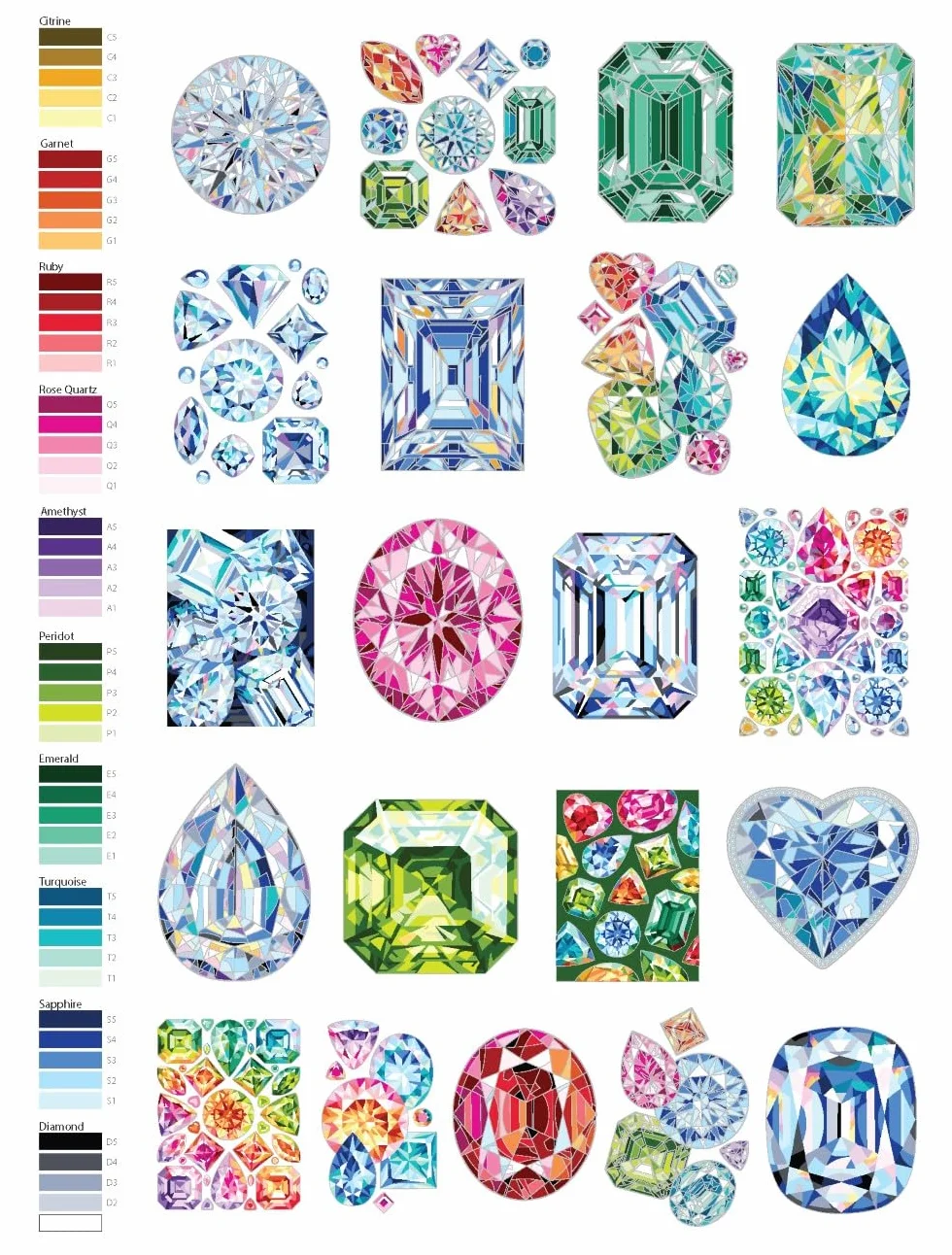 Creative Haven Gemstones Color by Number