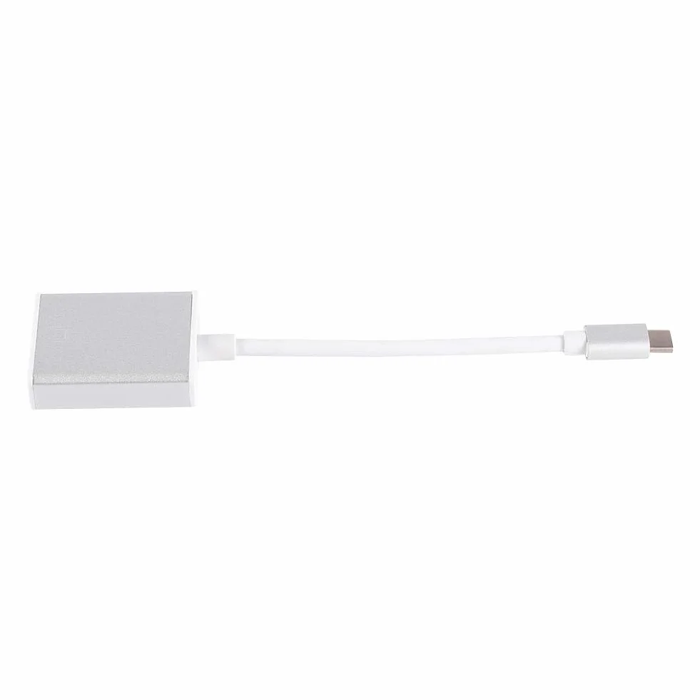 Adapter USB C do VGA, 10 Gb/s 24-pinowy kabel konwertera typu C na żeński VGA z aluminiową obudową, złącze USB 3.1 na VGA Obsługuje monitor projektora HD TV Box dla Macboo Air (srebrny)