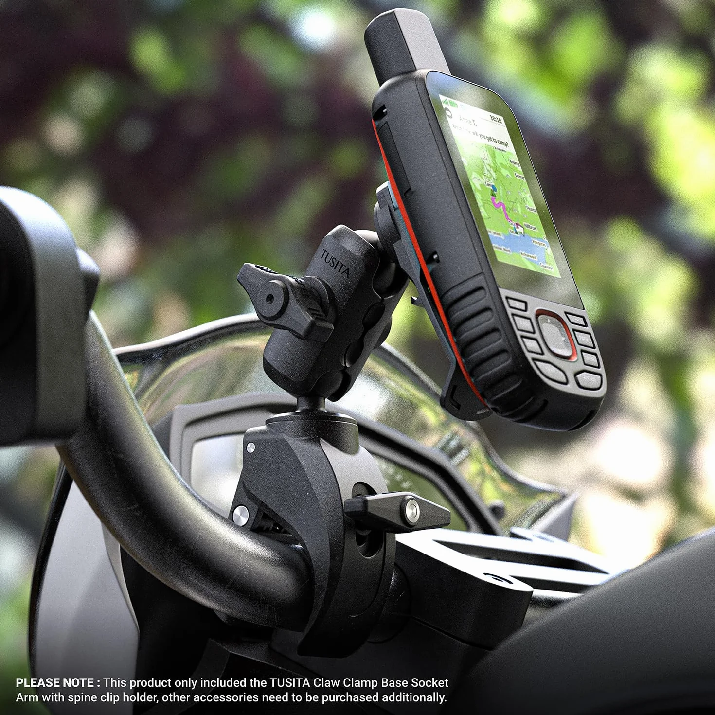 TUSITA Motocyklowy ATV/UTV Uchwyt Kompatybilny z Garmin Ręcznym GPS - Podstawa Zacisku