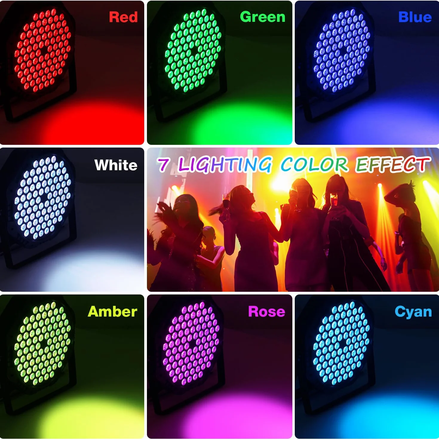 MOSFiATA Reflektor LED Par 72 W, światło sceniczne, oświetlenie dyskotekowe, oświetlenie imprezowe z 84 diodami LED RGB, na scenę, dyskotekę, DJ bar, wesele, haloween, Boże Narodzenie