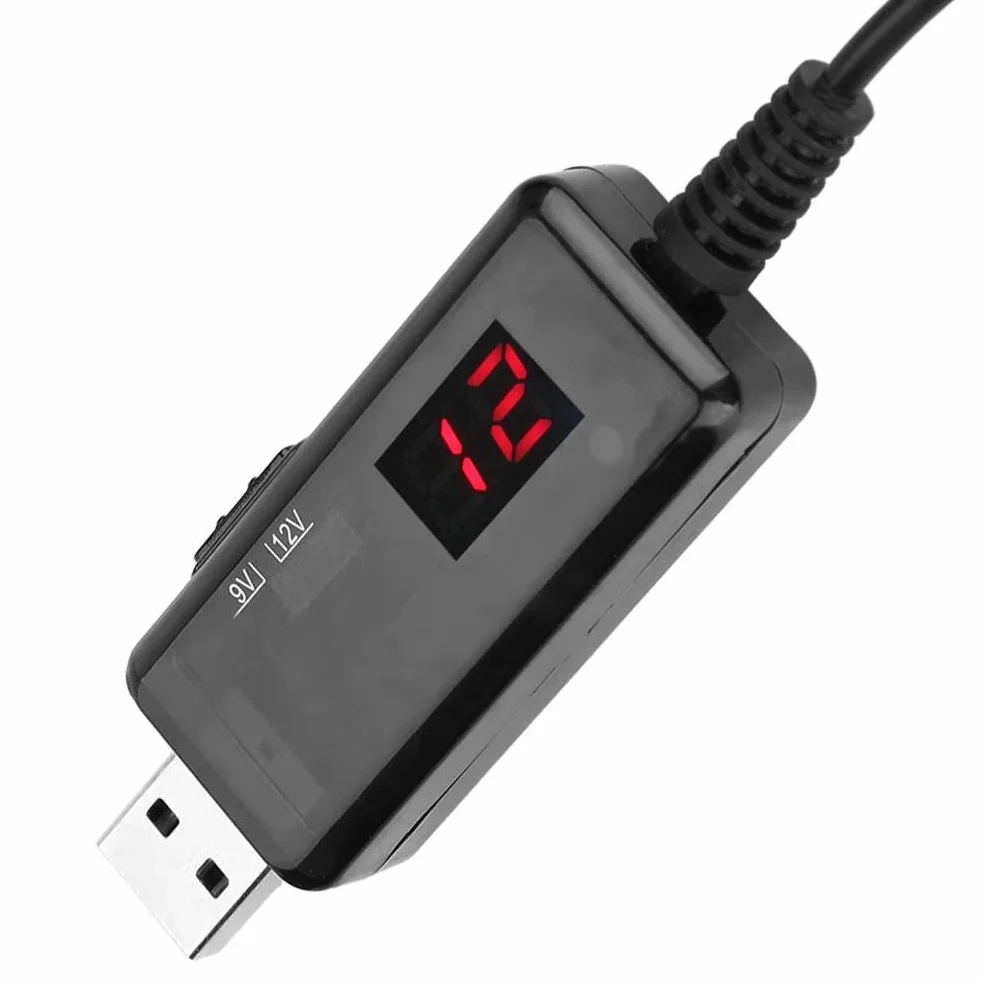 Estink USB Konwerter Napięcia Boost, DC Step-up 9V/12V z Wyświetlaczem do Routera