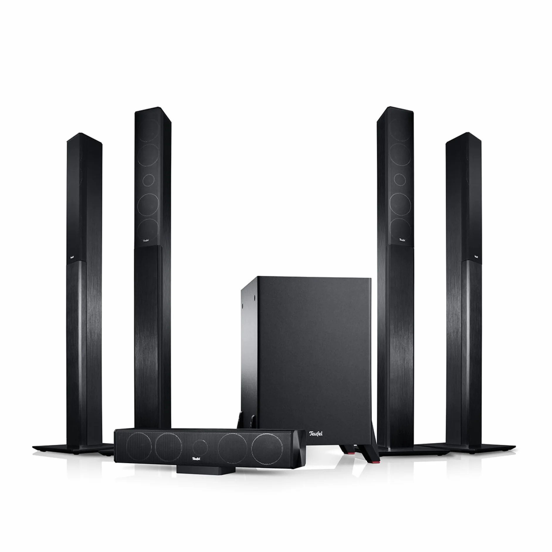 Teufel LT 4-5.1 zestaw kina domowego L - zestaw dźwięku domowego z subwooferem i kolumną z aluminium, Bassreflex, system dźwięku Hi-Fi - czarny