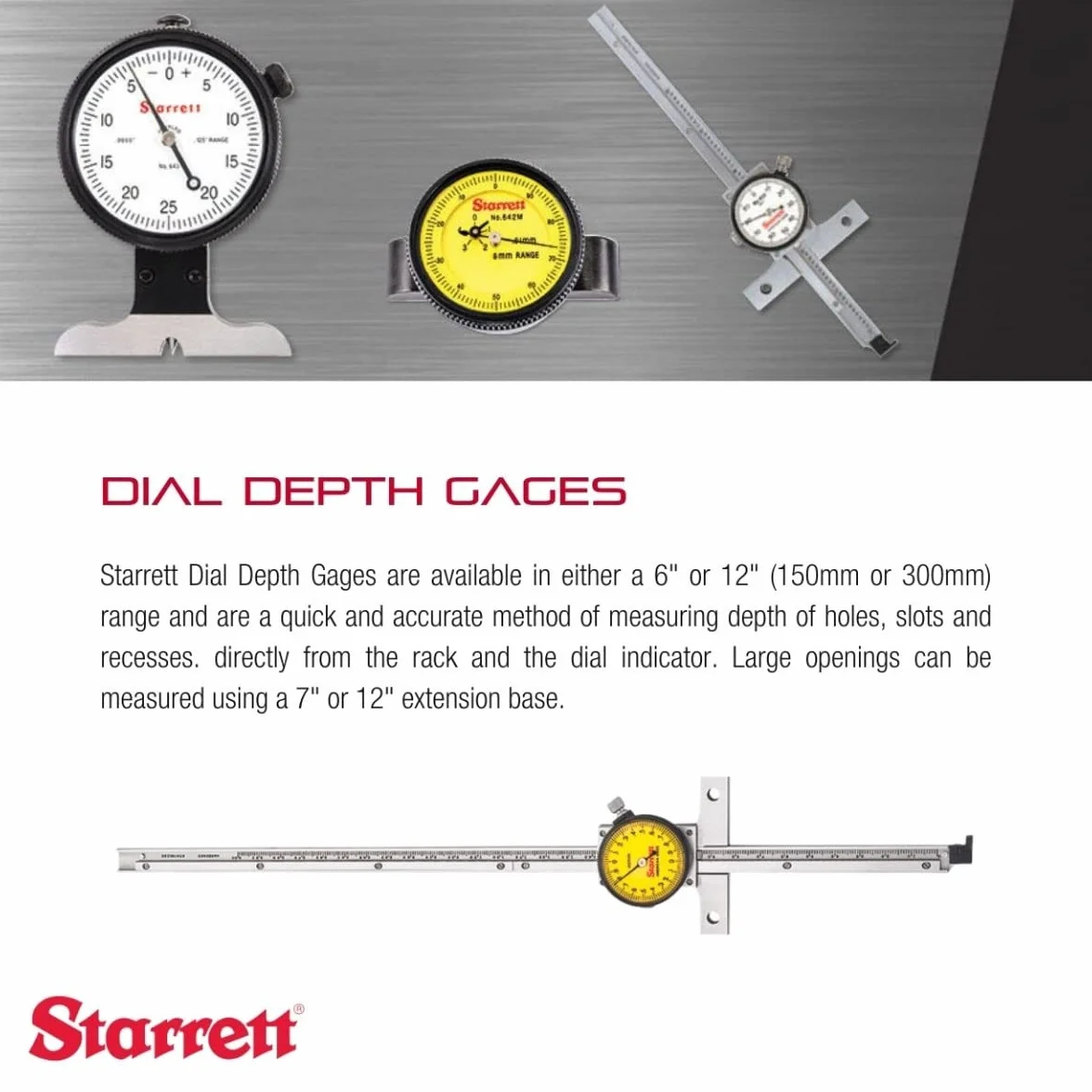 Starrett 643JZ miernik głębokości tarczy: 0005" ukończenie szkoły, 0-325" zakres