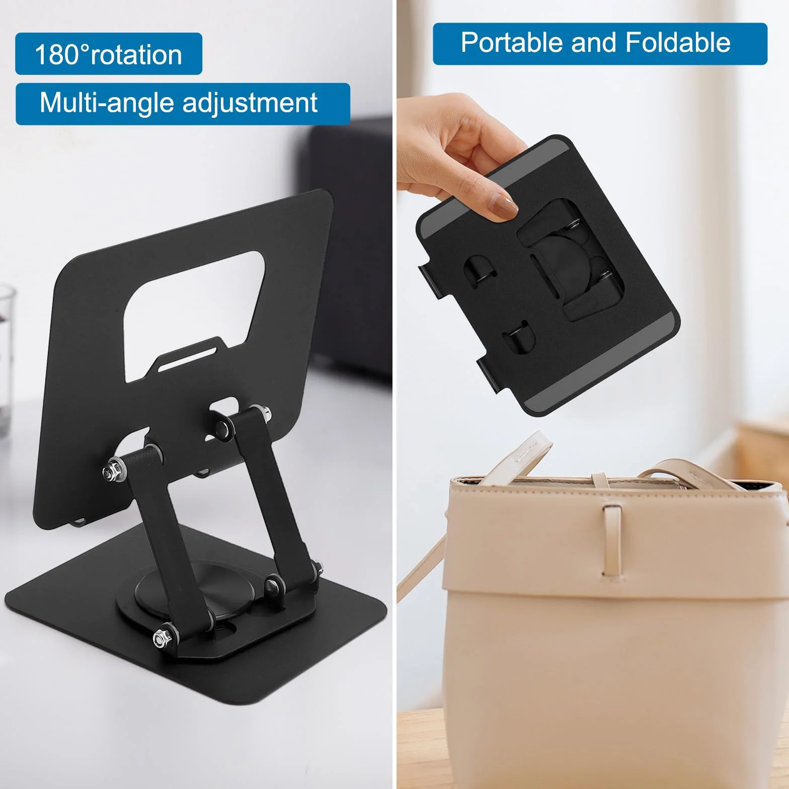 HENGBIRD Stojanek do tabletu, regulowany, 360° obrotowy uchwyt na iPada wykonany z aluminium, składany i przenośny, kompatybilny z uchwytem na tablet, stojakiem na iPada, uchwytem na telefon do stołu