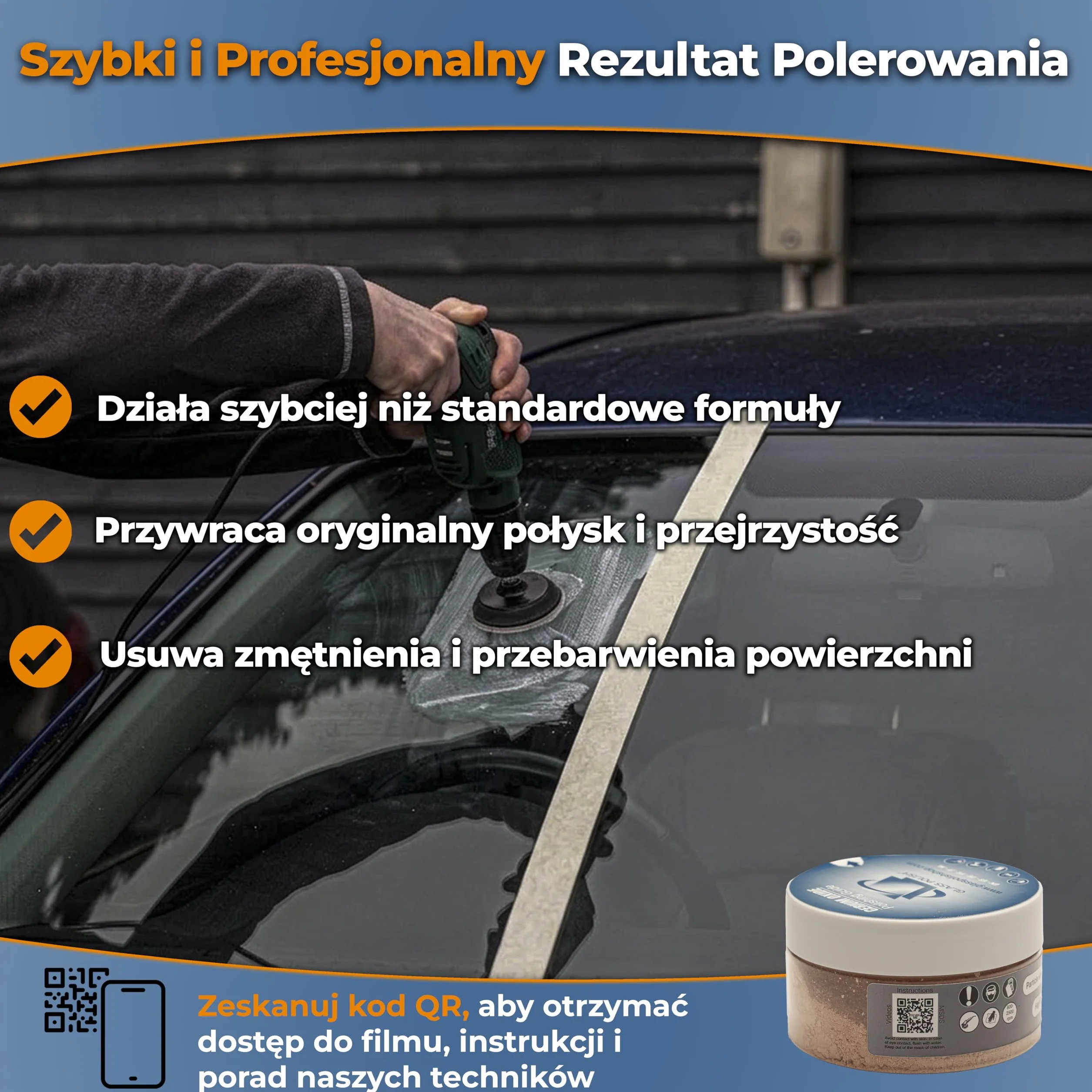 GLASS POLISH PRO 100 g tlenek ceru, wysokiej jakości proszek do polerowania szkła, ulepszona formuła, TREO 85%, 3,5 mikrona, brązowy - GP90007
