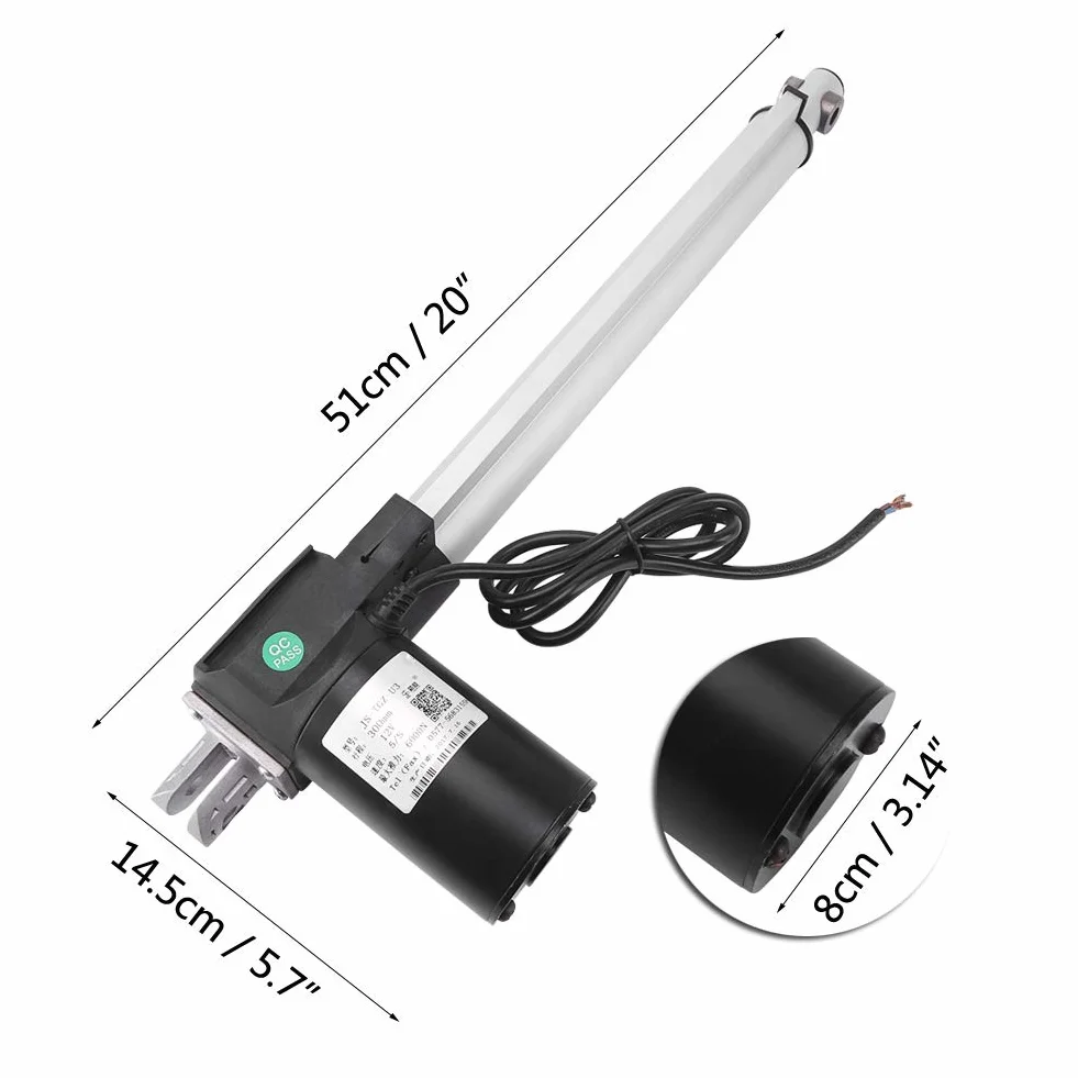 Siłownik Liniowy DC 12V, 300mm, 4000N, Elektryczny Mechanizm Otwierania Drzwi z Uchwytem Montażowym do Samochodów, RV, Statków, TV, Stołów Podnośnych