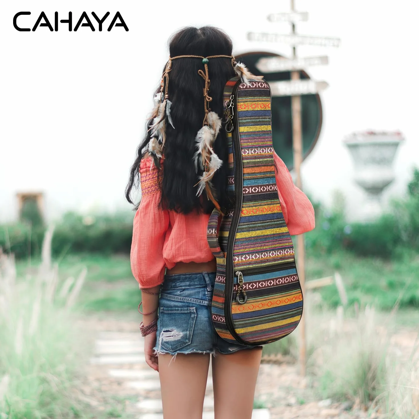 CAHAYA Torba na ukulele 23 cale Gigbag pokrowiec bawełna nylon 9 mm wyściełana CY0131-2