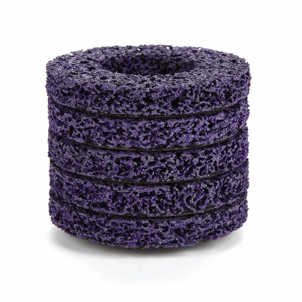 Zestaw 5 tarcz ściernych do szlifierki 100 mm 60# Poly Strip Disc narzędzie do czyszczenia do usuwania rdzy/malowania/łuszczenia fioletowo-złotej