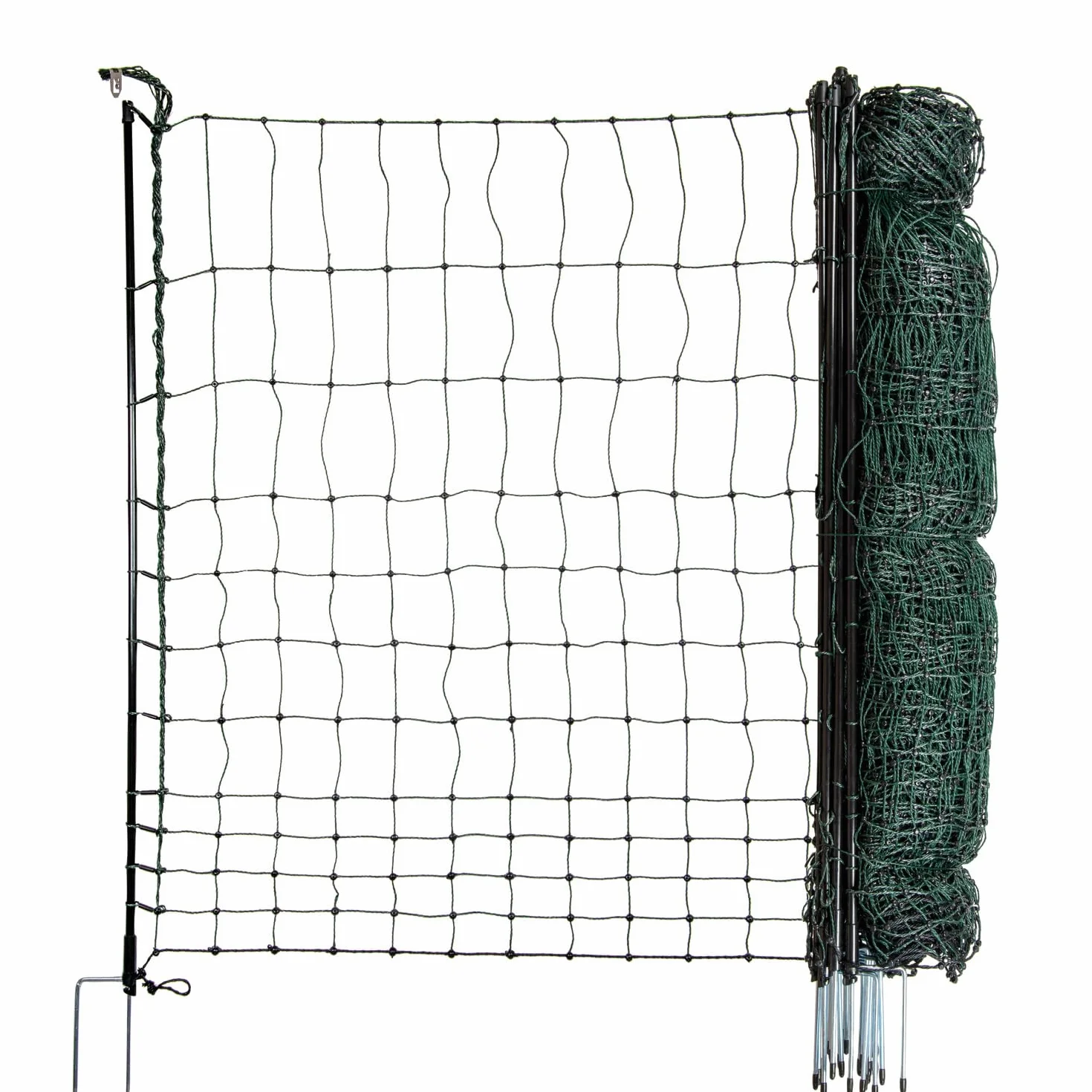 horyzont ogrodzenia drobiu strongLine 110, 9 słupów z włókna szklanego - podwójny kołek, 25 m długości, 110 cm wysokości - wszystko bez prądu, ruchome ogrodzenie dla kur