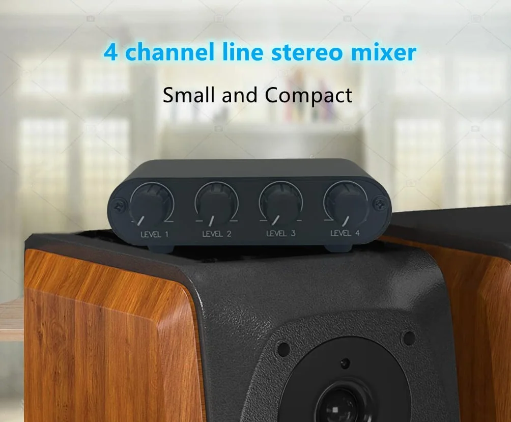 4-drożny mikser audio stereo poziomy sterowania linią mini mikser pasywny (X41)