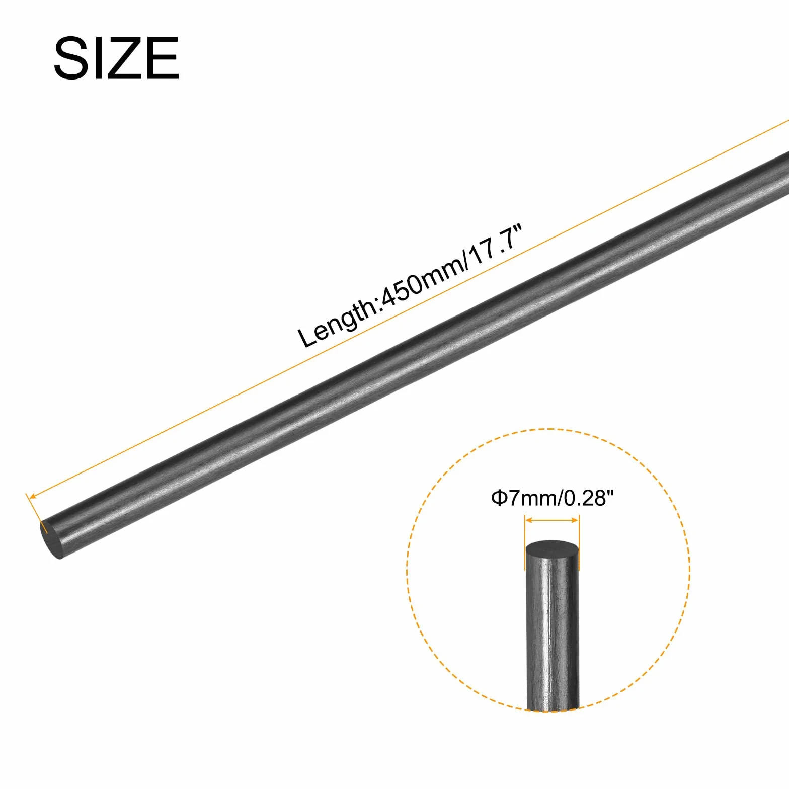 QUARKZMAN Drążek z włókna węglowego, 7 mm x 450 mm do modelu RC Samolot DIY Quadcopter, rura skrzydłowa Pz2