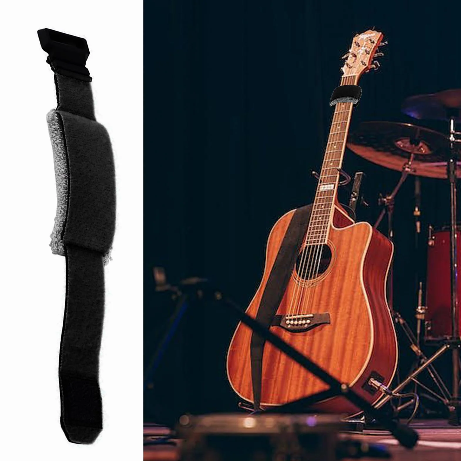 Fret Wrap – regulowany sznur strunowy, parownik do deski na palec, narzędzie do wyciszania, szybkie , akcesoria do instrumentów muzycznych, mały rozmiar, czarny do gitary basowej
