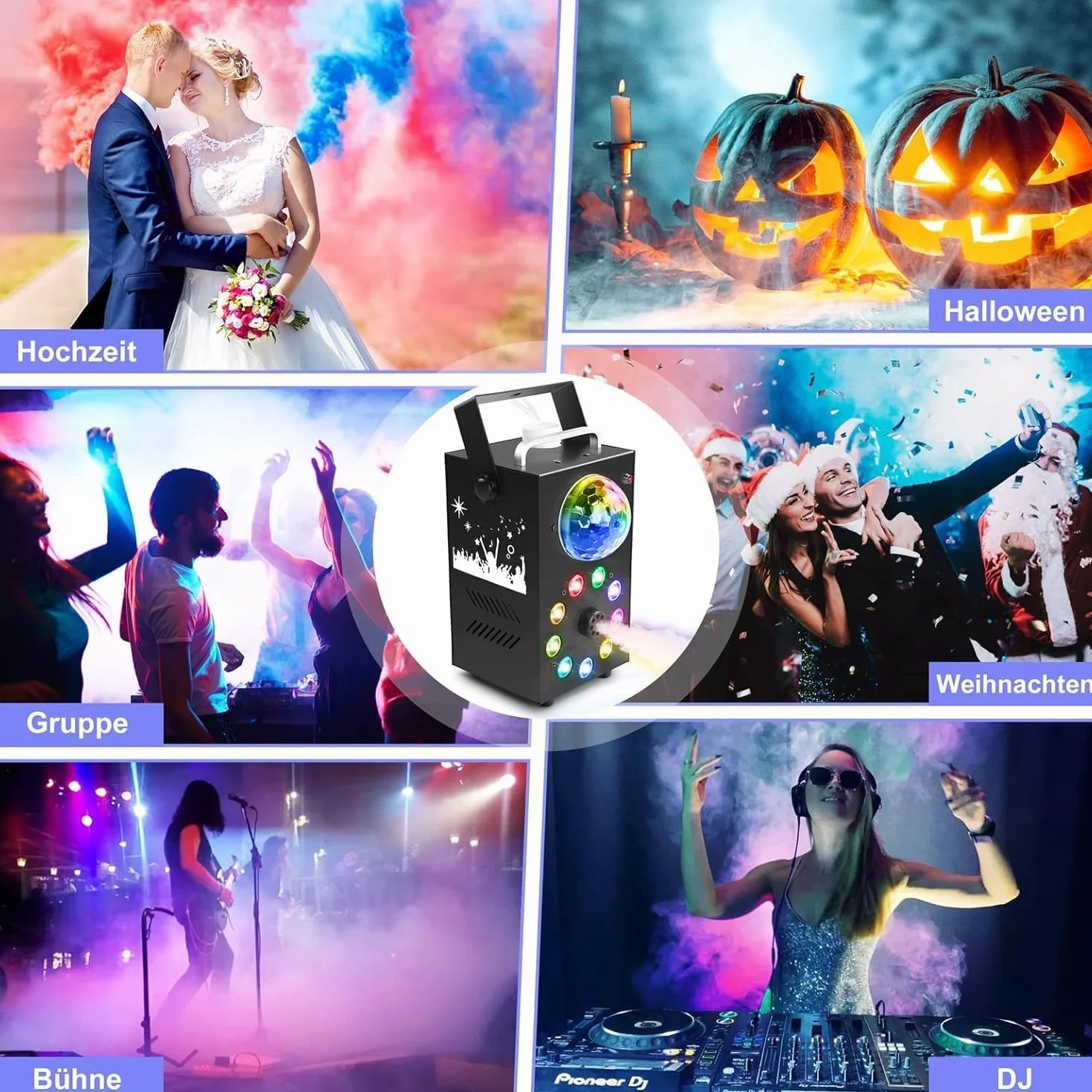 Wytwornica mgły, 700 W, z kulą dyskotekową z podświetleniem LED, maszyna do mgły z pilotem zdalnego sterowania, do dekoracji, na Halloween, Boże Narodzenie, imprezy i pokazy sceniczne