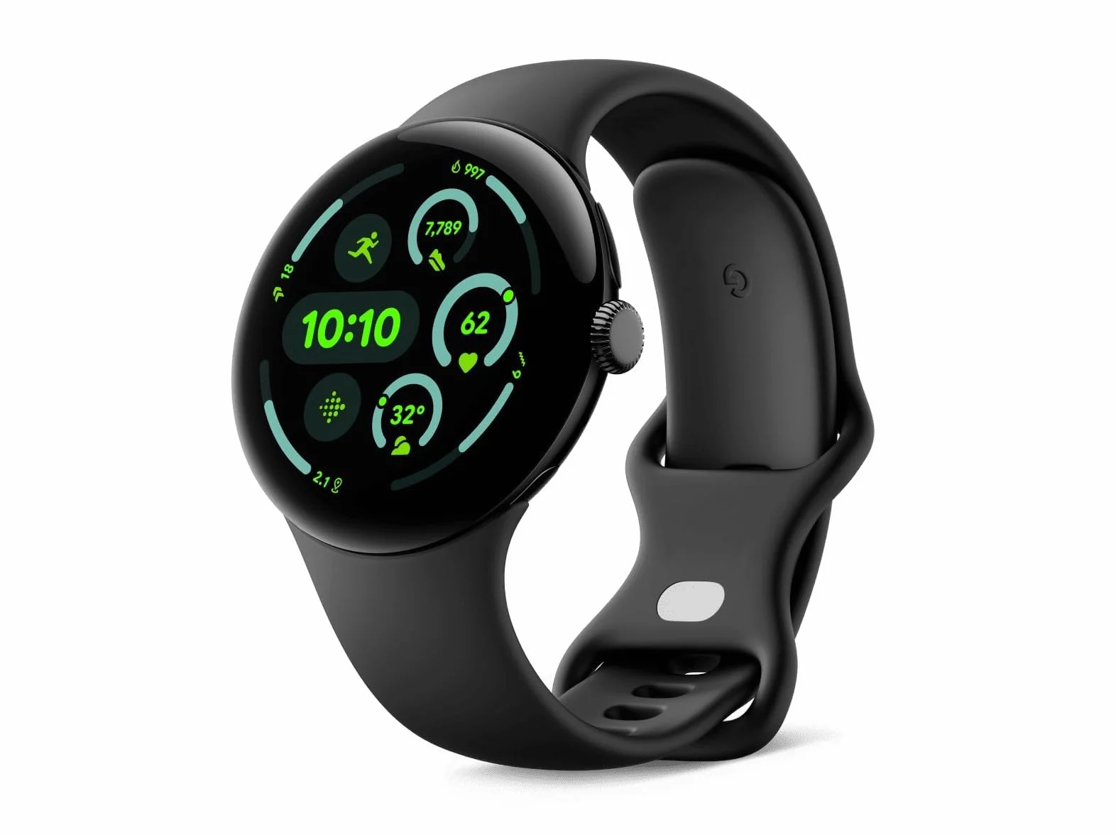 Google Pixel Watch 3 (45 mm) – smartwatch z systemem Android ze śledzeniem tętna, zaawansowane bieganie z Fitbit, Fitness Insights, 24-godzinna bateria – matowa czarna aluminiowa obudowa – pasek