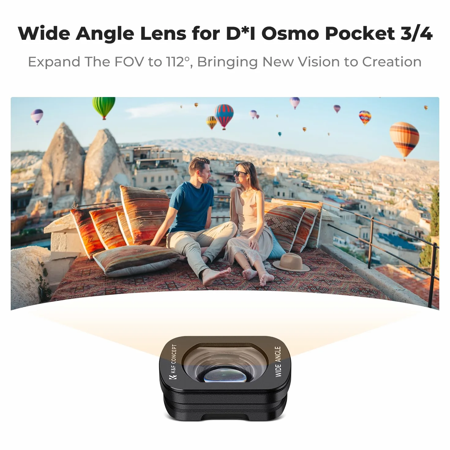K&F Concept Magnetyczny obiektyw szerokokątny kompatybilny z DJI OSMO POCKET 3, szeroki filtr zewnętrzny rozszerzony widok akcesoria