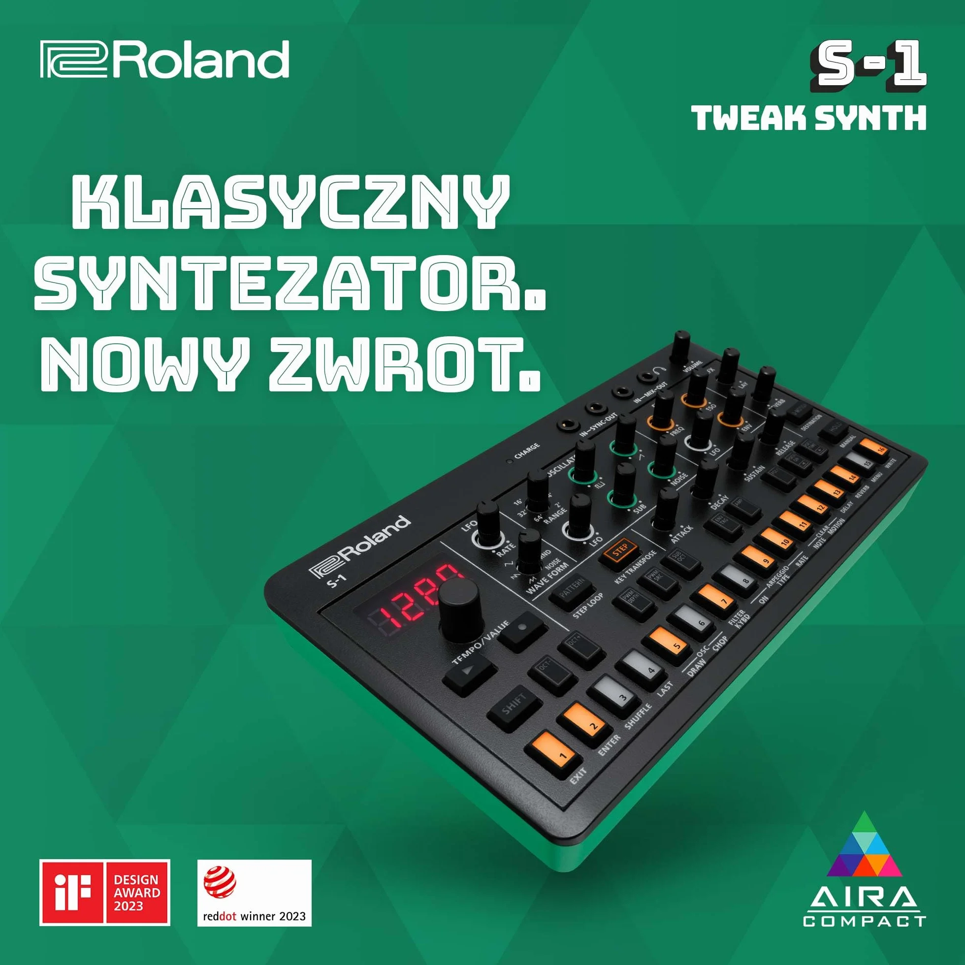 Roland AIRA Compact S-1 Tweak Synth Micro Polysynth z D-Motion Sound Control Bateria 4,5h