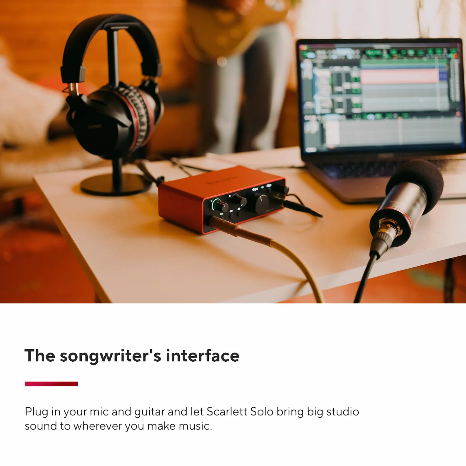 Focusrite Scarlett Interfejs audio USB Solo 4. generacji dla gitarzystów, wokalistów lub producentów – wysoka precyzja, studyjna jakość nagrań i kompletne oprogramowanie do nagrywania