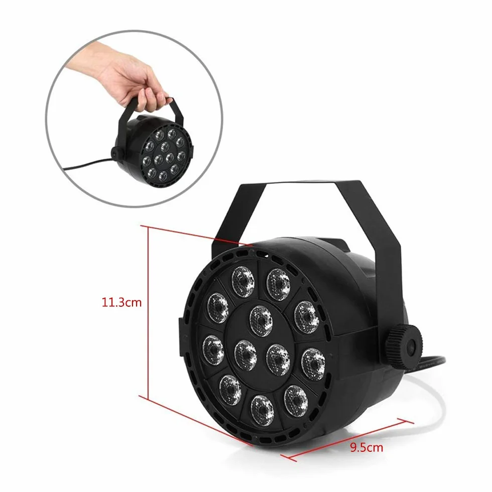 Btuty Lampa sceniczna LED Projektor RGBW 12 sztuk LED Aktywowane dźwiękiem Auto Disco Light DMX512 W dla klubu weselnego DJ Party Pub KTV, zestaw 4 świateł