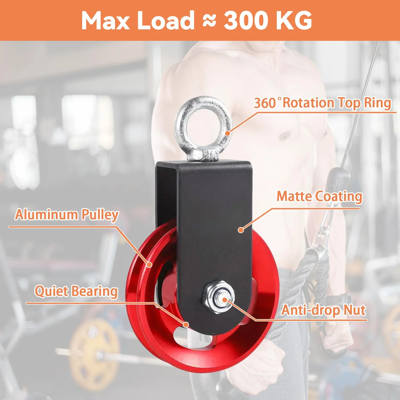 Rolka zwrotna 90 mm z uchwytem mocującym w kształcie litery U do linek nastawnych DIY Gym Sprzęt fitness, czerwony