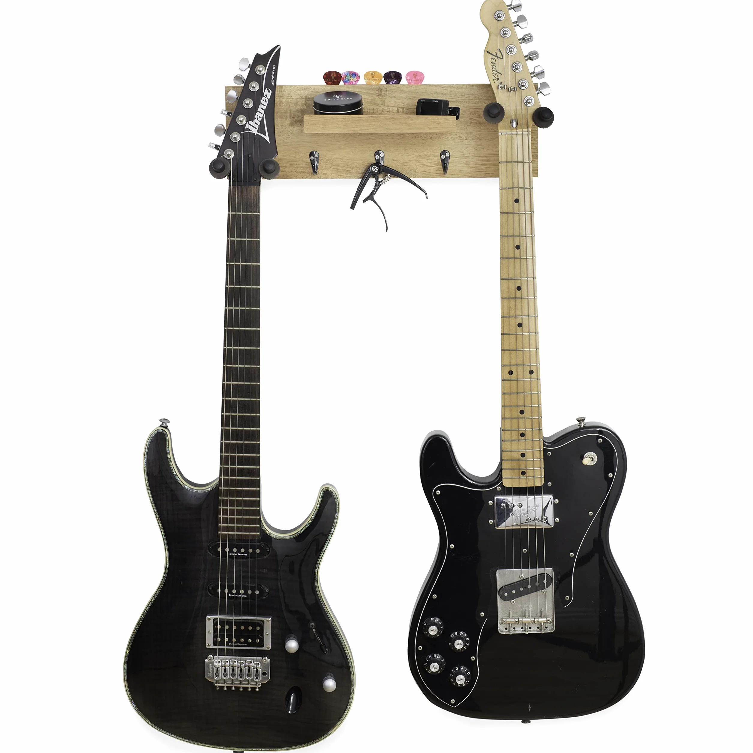 Guitar Lab Gitara wieszak ścienny na basowe i elektryczne gitary, podwójny uchwyt ścienny do instrumentu, łatwy montaż