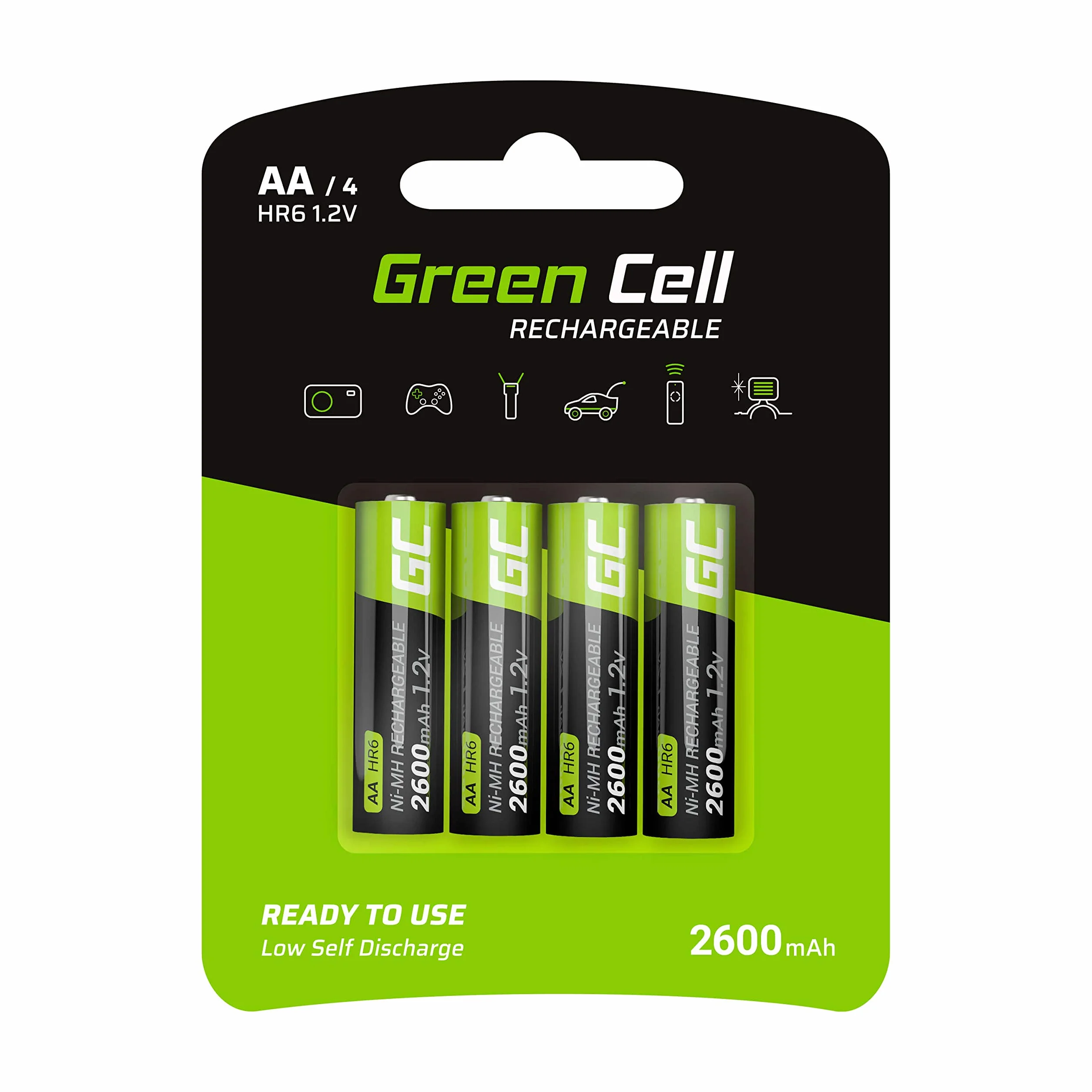 Green Cell 4x Akumulatory Paluszki AA R6 2600mAh Ni-MH – wysokiej jakości akumulatory niklowo-metalowo-wodorowe, ładowalne, trwałe i kompatybilne ze wszystkimi ładowarkami do AA