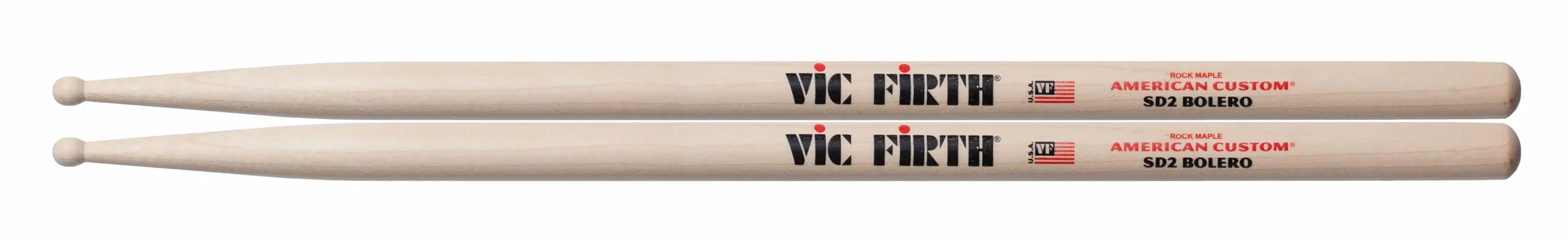 Vic Firth Custom SD2 Bolero American Hickory Wood Tip Drumsticks