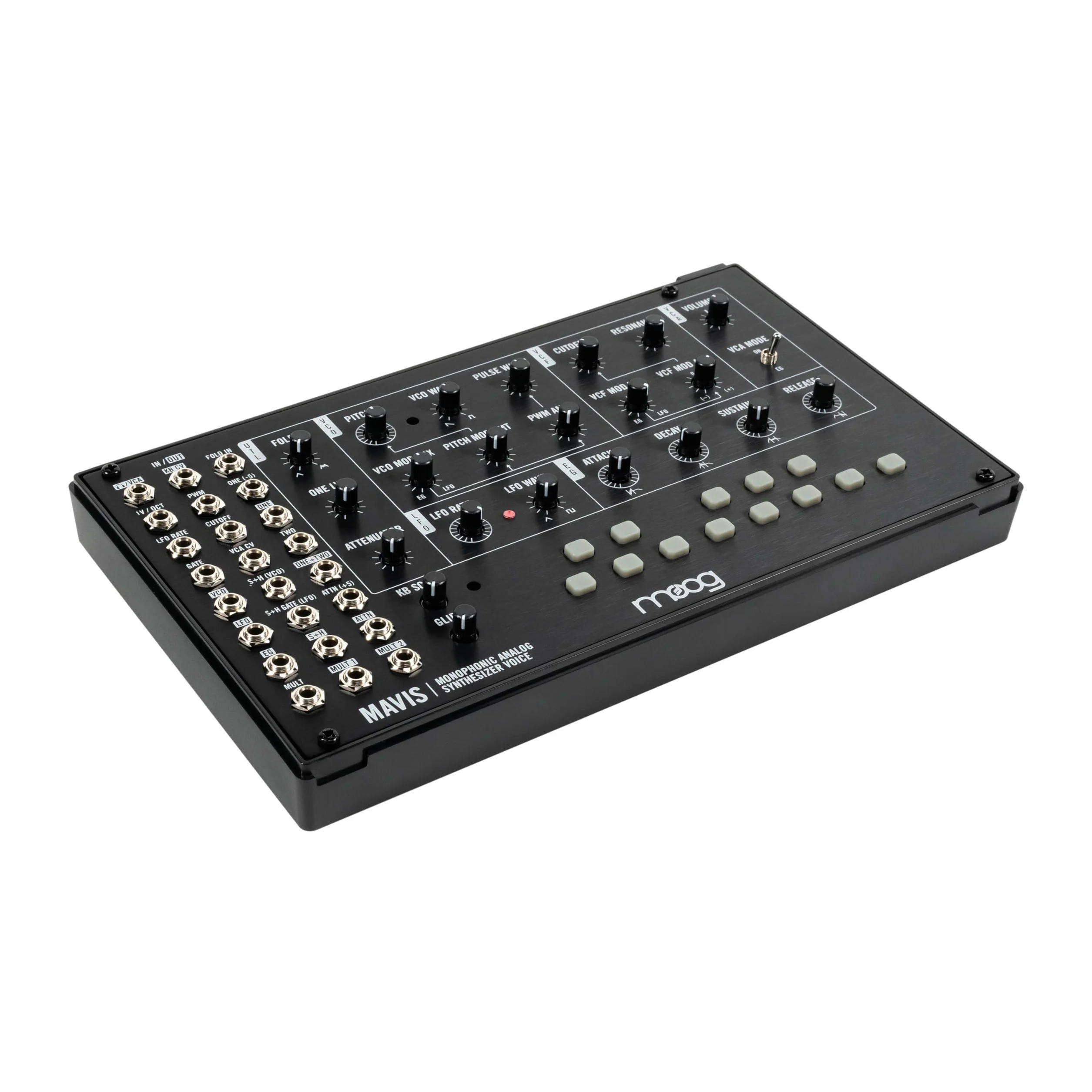 MOOG Mavis - Semimodularny Syntezator Analogowy z Klawiaturą, Oscylatorem Analogowym, Filtrem, Generatorem Obwiedniowym, Wavefolderem i Osłoną