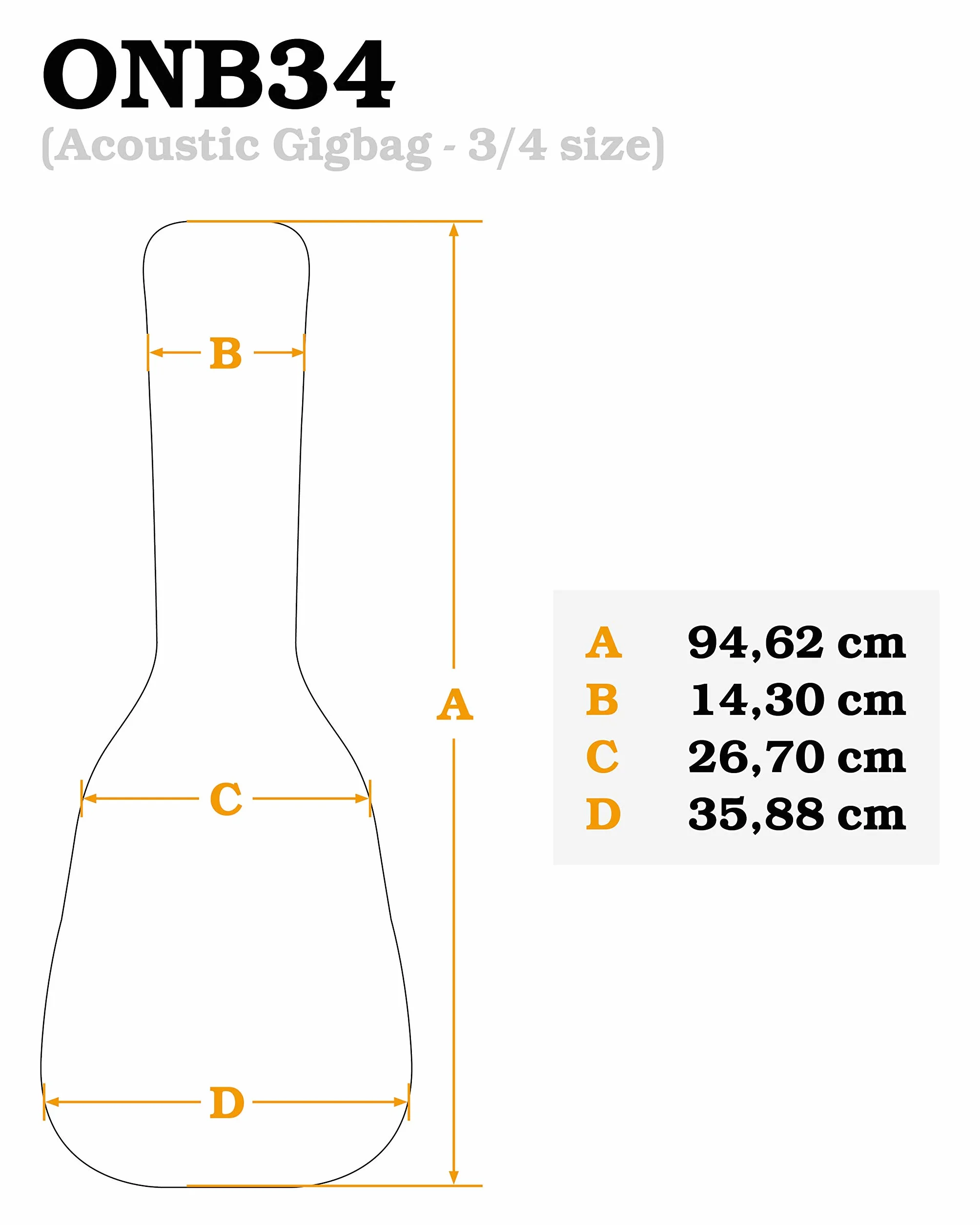 Ortega Guitars ONB34 torba na gitarę koncertową 3/4, czarna
