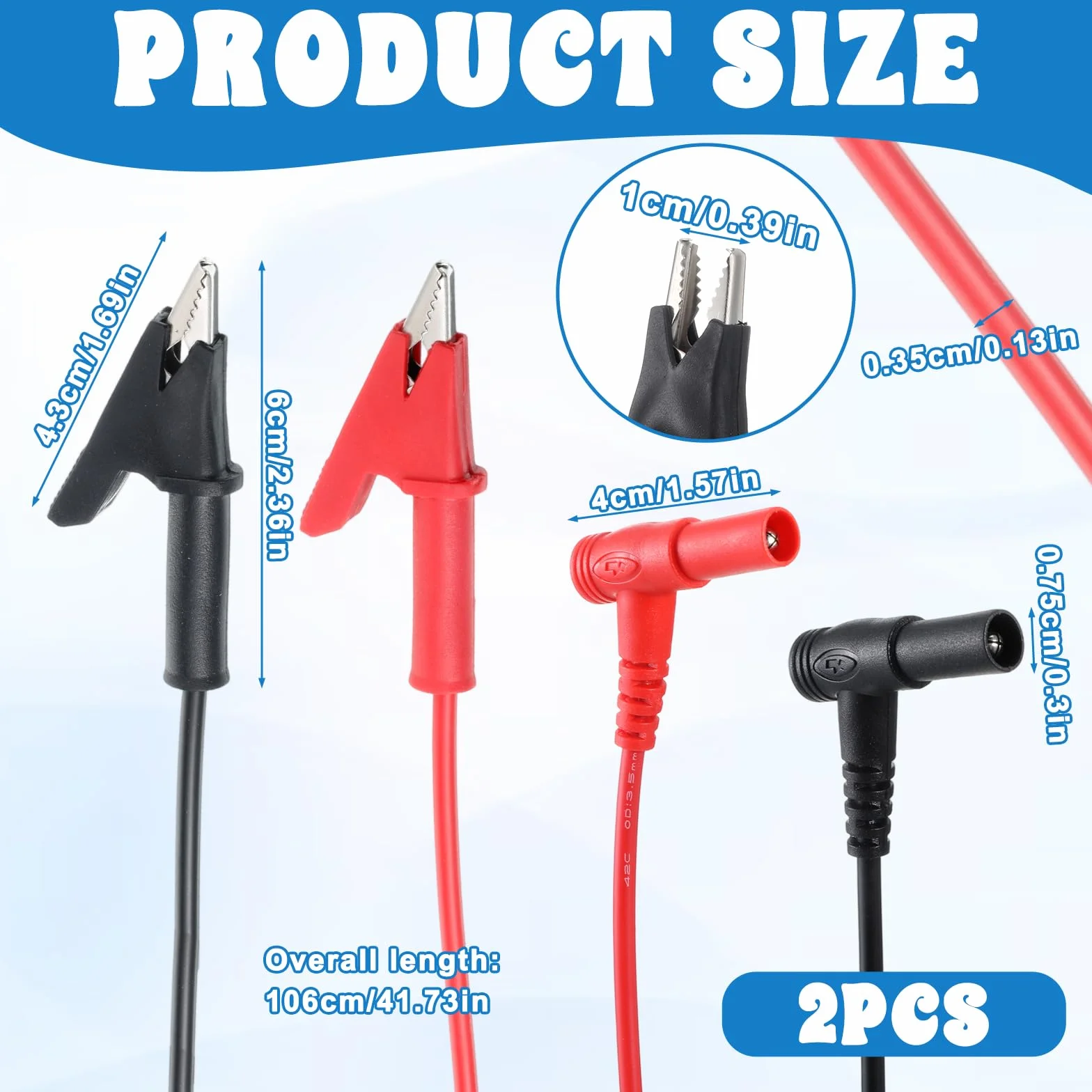 Końcówki pomiarowe 1 m do multimetru, zaciski krokodylkowe z kablem, wtyczka bananowa, kabel krokodylkowy, czysta miedź, kabel multimetrowy, izolowana końcówka kontrolna do testów elektrycznych