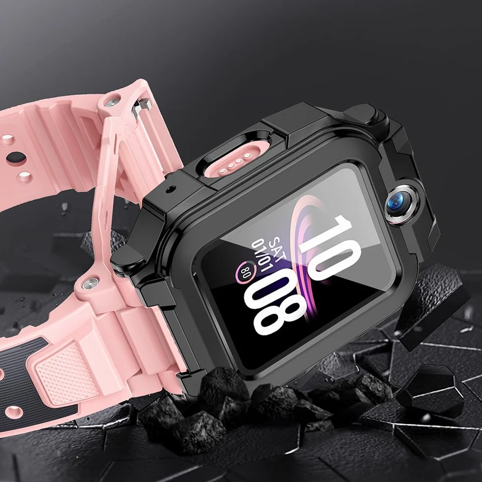 [2 sztuki] 2 czarne z folią ochronną na ekran ze szkła hartowanego do imoo Watch Phone Z7, twardość 9H PC, zderzak, cienka obudowa pełna ochrona