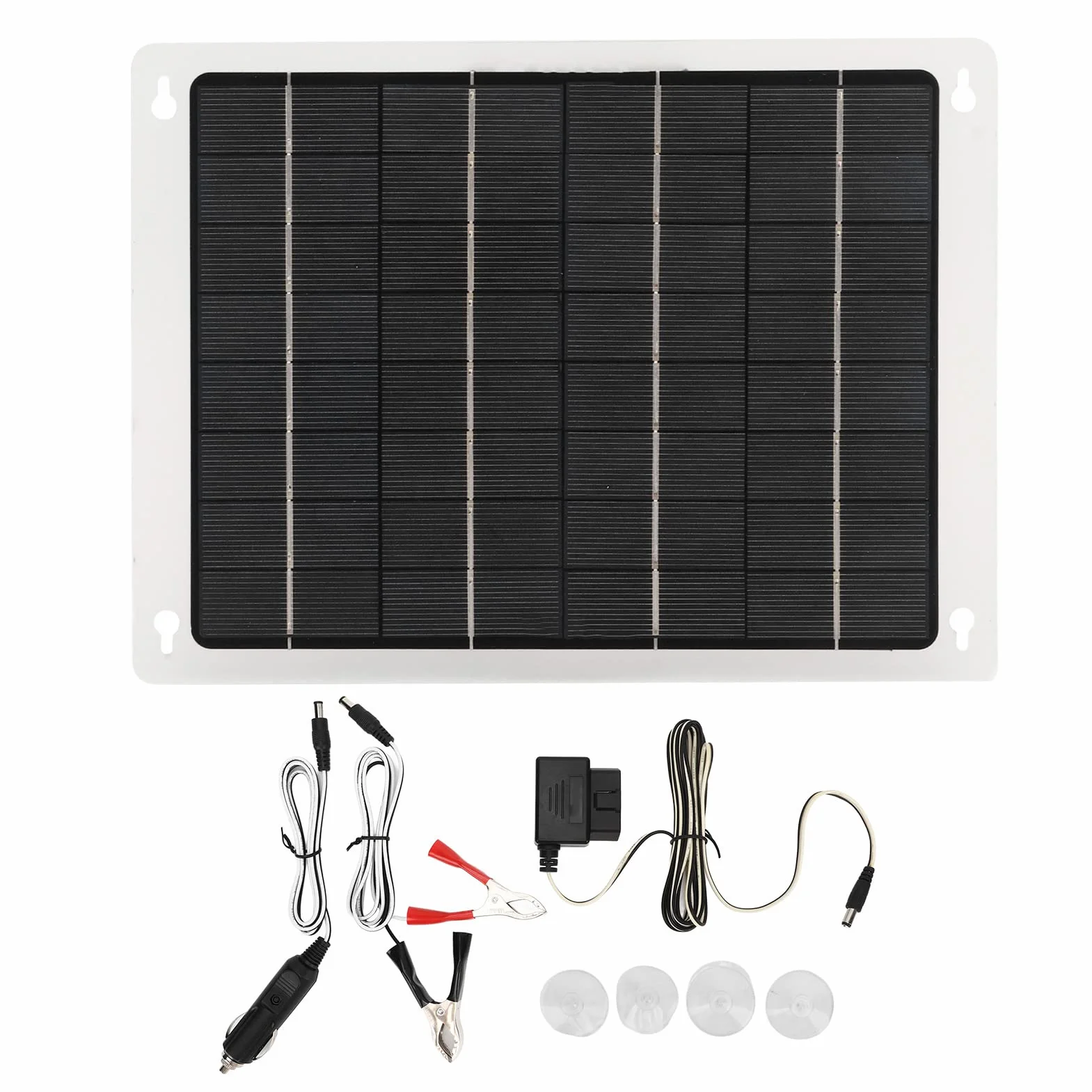 Panel Słoneczny, Polikrzemowy Panel ładowarki Słonecznej 20 W 12 V z Podwójnym Portem ładowania USB i Kablem Obd, do Samochodu, Kampera, łodzi, łodzi, Przyczepy, Kempingu