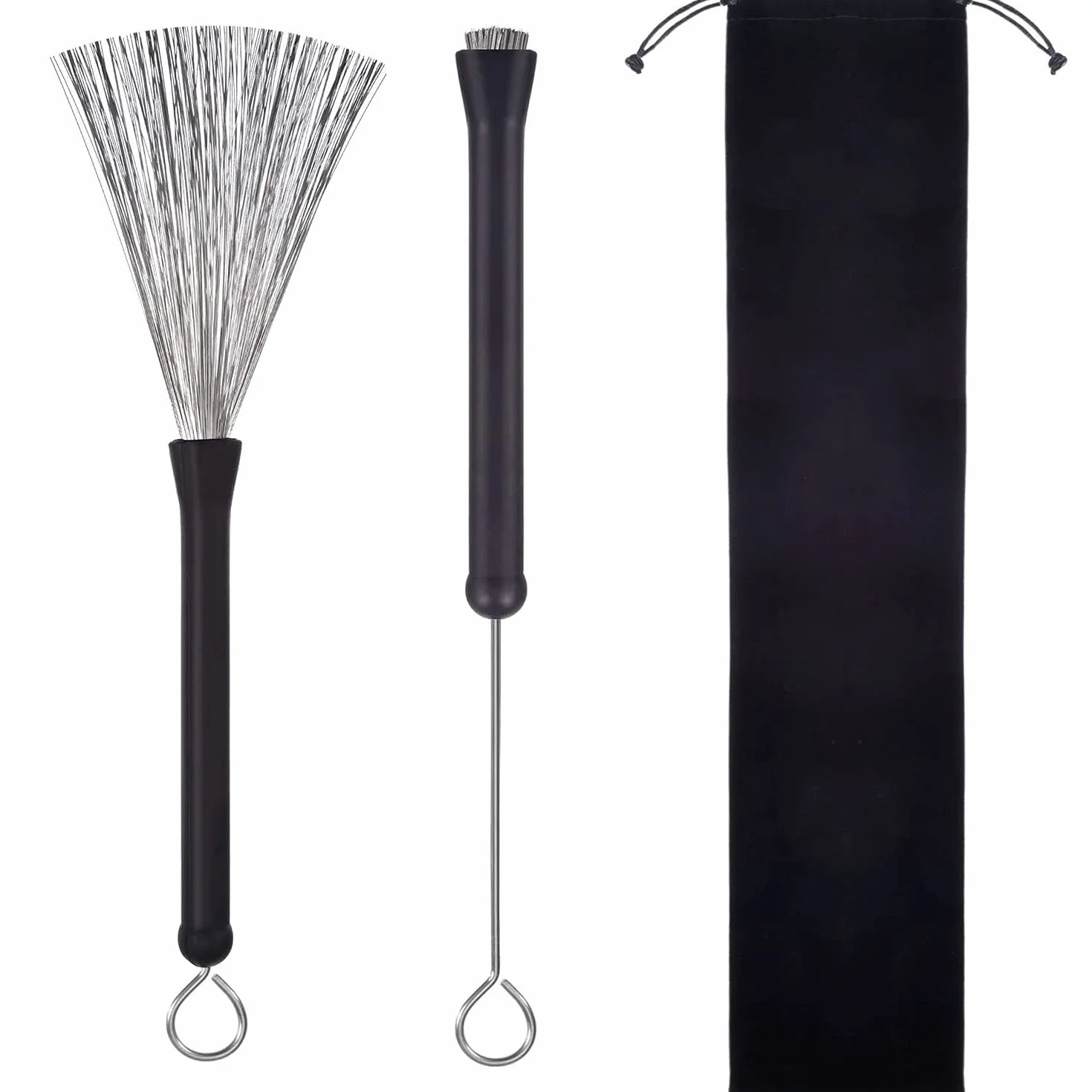 LATRAT 1 para wysuwanych szczotek bębenkowych, z przenośną torbą do przechowywania, wygodne gumowe uchwyty, do baterii Jazz Stick