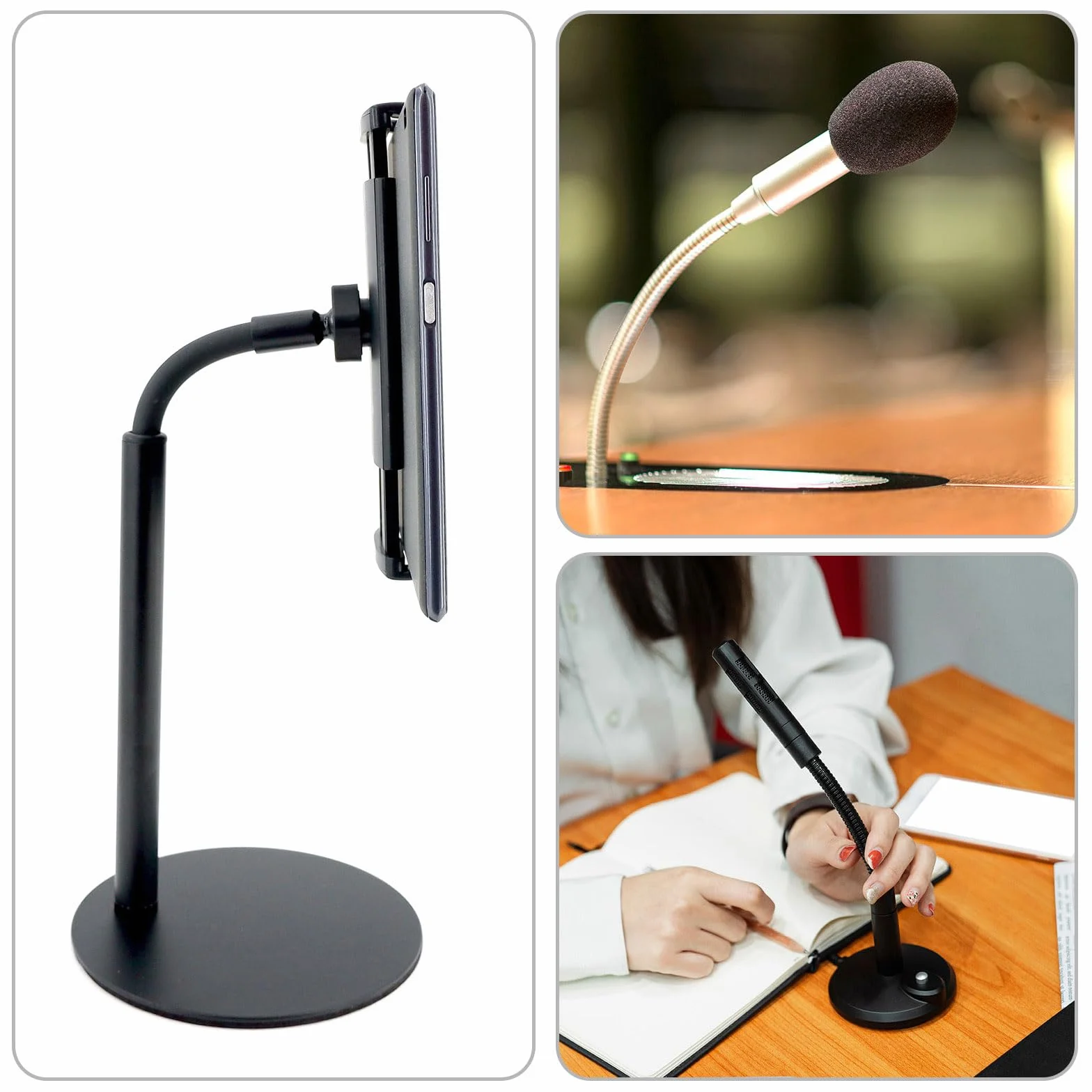 PATIKIL 50.8 cm gęsia szyja, 1/10.2 cm-20 gwint żeński do męskiego, metalowy, uniwersalny wąż elastyczny ramię, uchwyt przedłużający rurkę typu gęsia szyja, ze śrubami redukującymi, do kamery akcji,