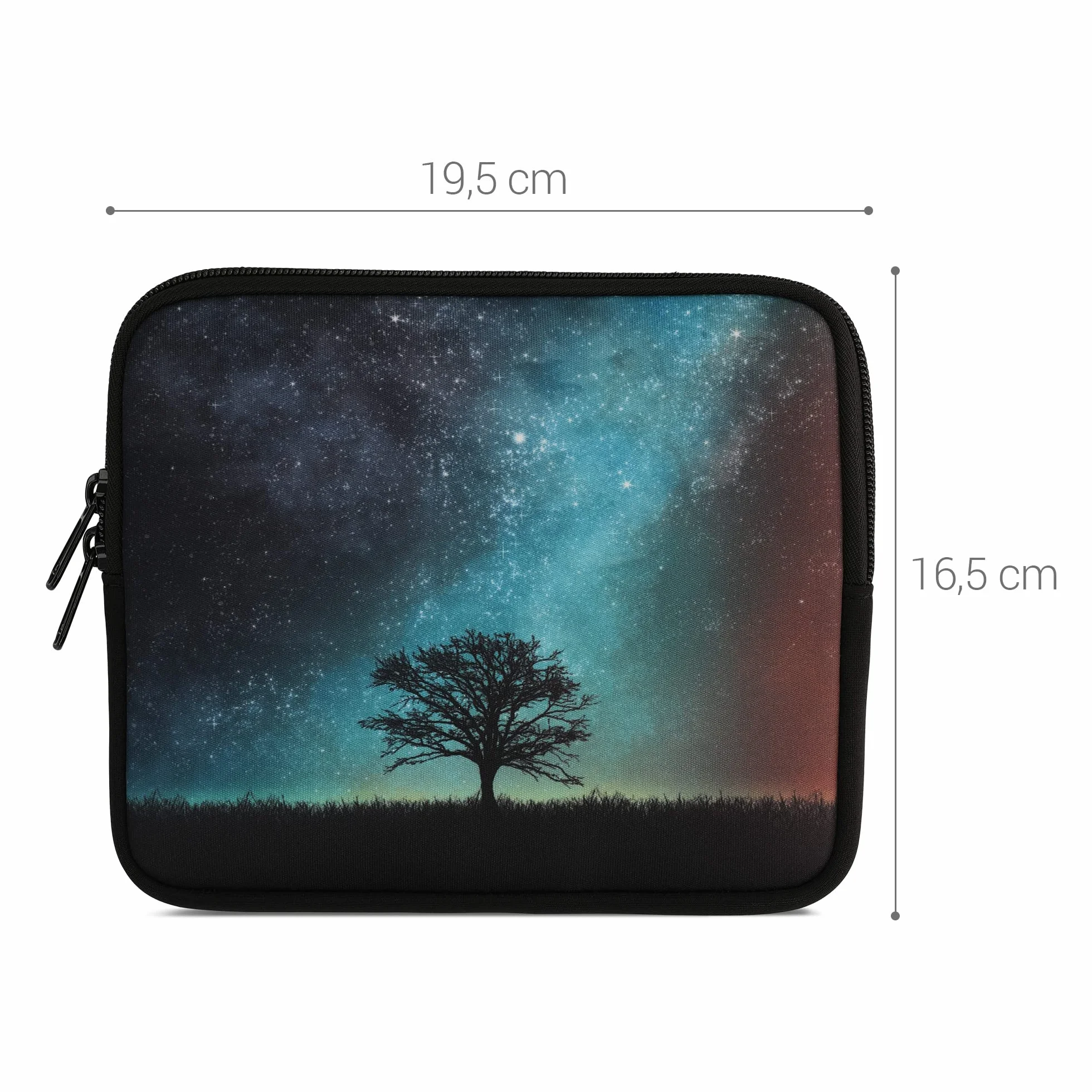 kwmobile Neoprenowe etui na czytnik e-booków rozmiar 17.3-17.8 cm - uniwersalny pokrowiec na eBook z zamkiem błyskawicznym, paskiem na nadgarstek - niebieski/szary/czarny