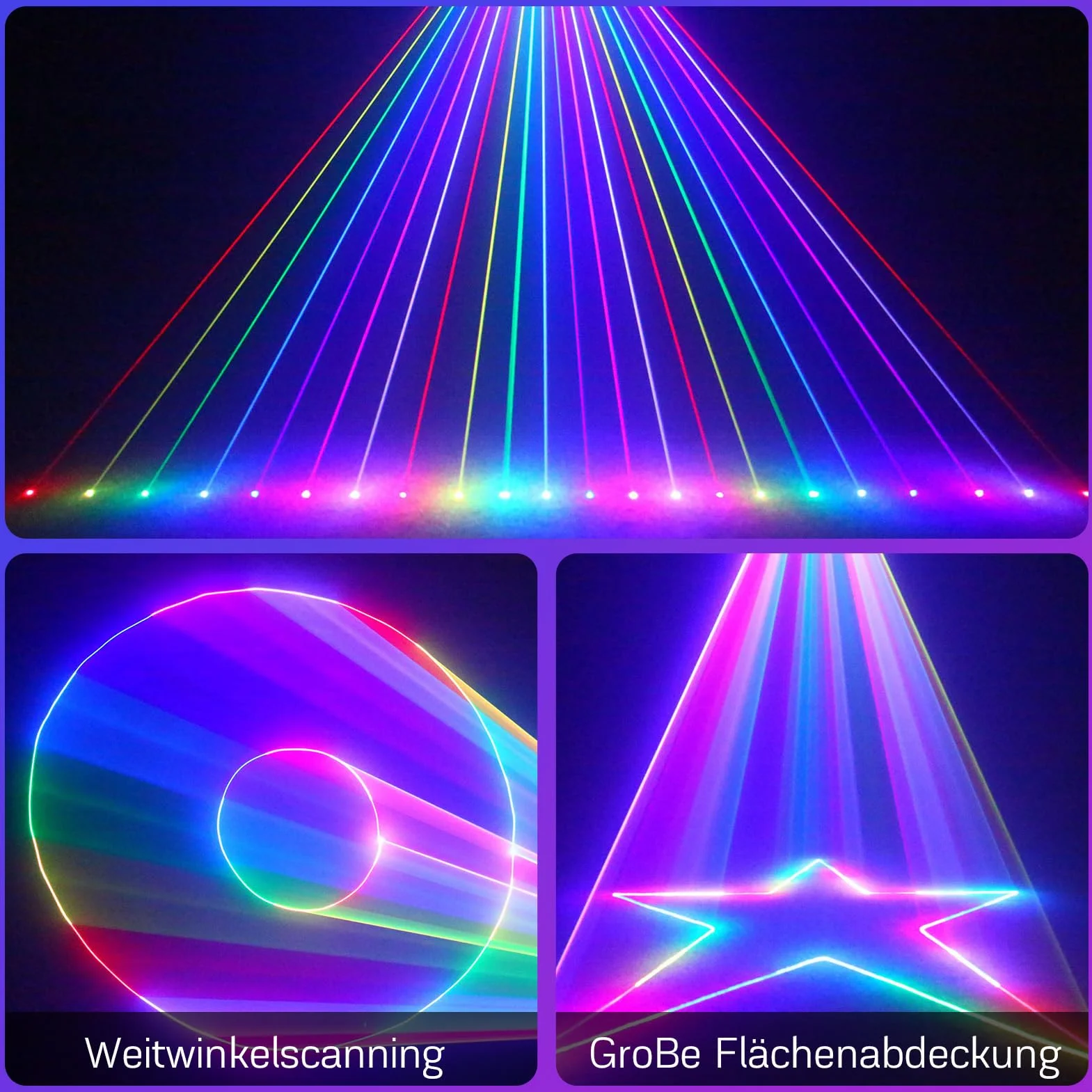 YIKANWEN Profesjonalne oświetlenie imprezowe DJ – 170+ 3D RGB reflektor animacyjny, aktywacja dźwiękiem i DMX512, sterowanie za pomocą aplikacji do pokazów scenicznych, dyskoteek klubowych