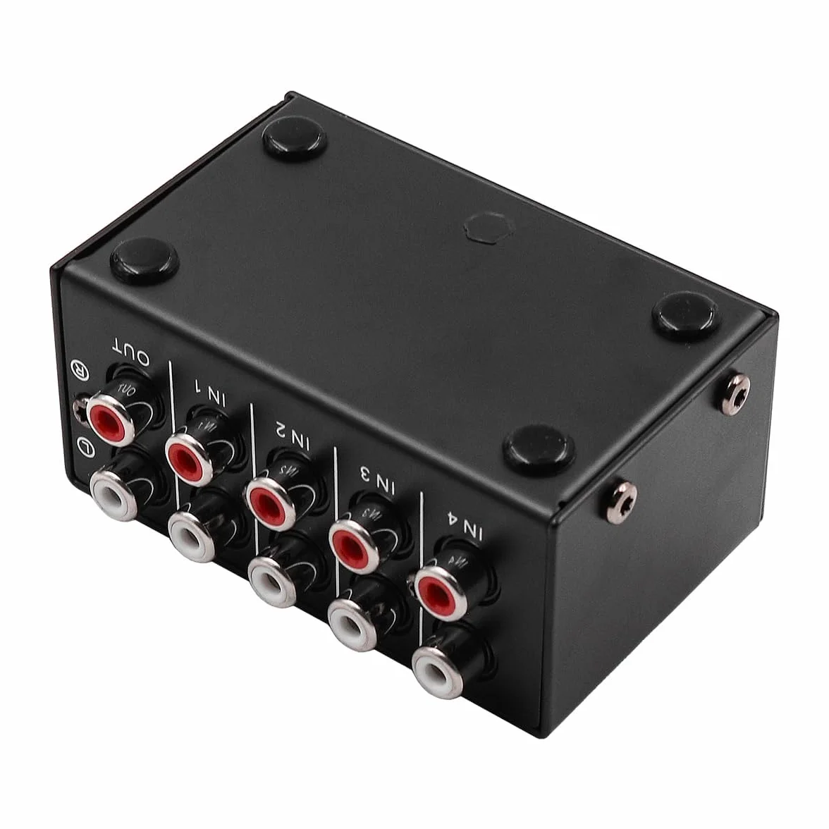 4-kanałowy mikser audio stereo, obsługuje wejście i wyjście RCA, mini pasywny mikser stereo z oddzielnymi regulatorami głośności
