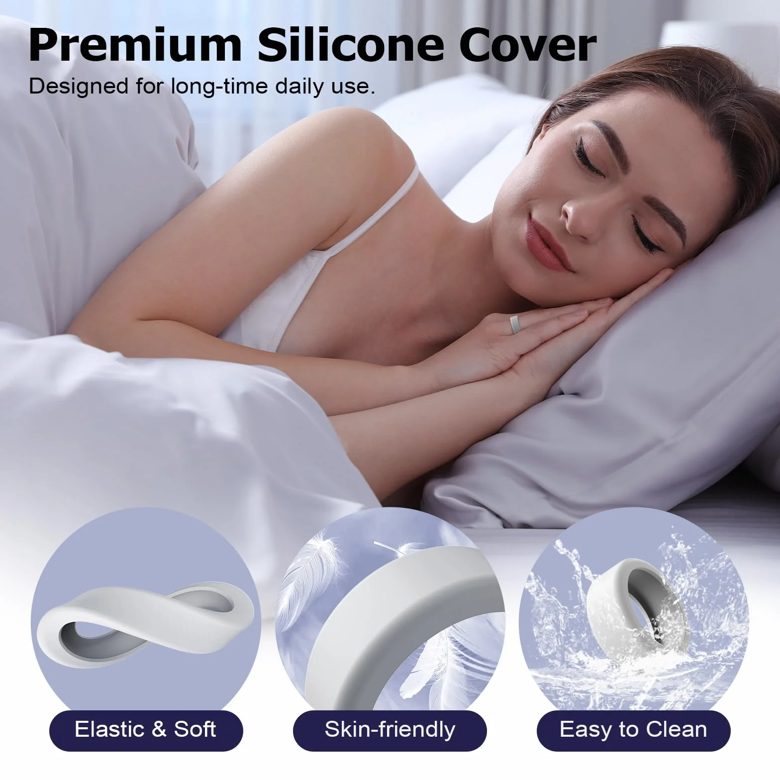 TiMOVO Silikonowe etui pierścieniowe kompatybilne z Gen 3, Oura Ring 4, Samsung Galaxy Ring, Ultrahuman Ring AIR, RingConn, etui pasuje do wszystkich, uniwersalne pierścionki w rozmiarze 6-14, czarny