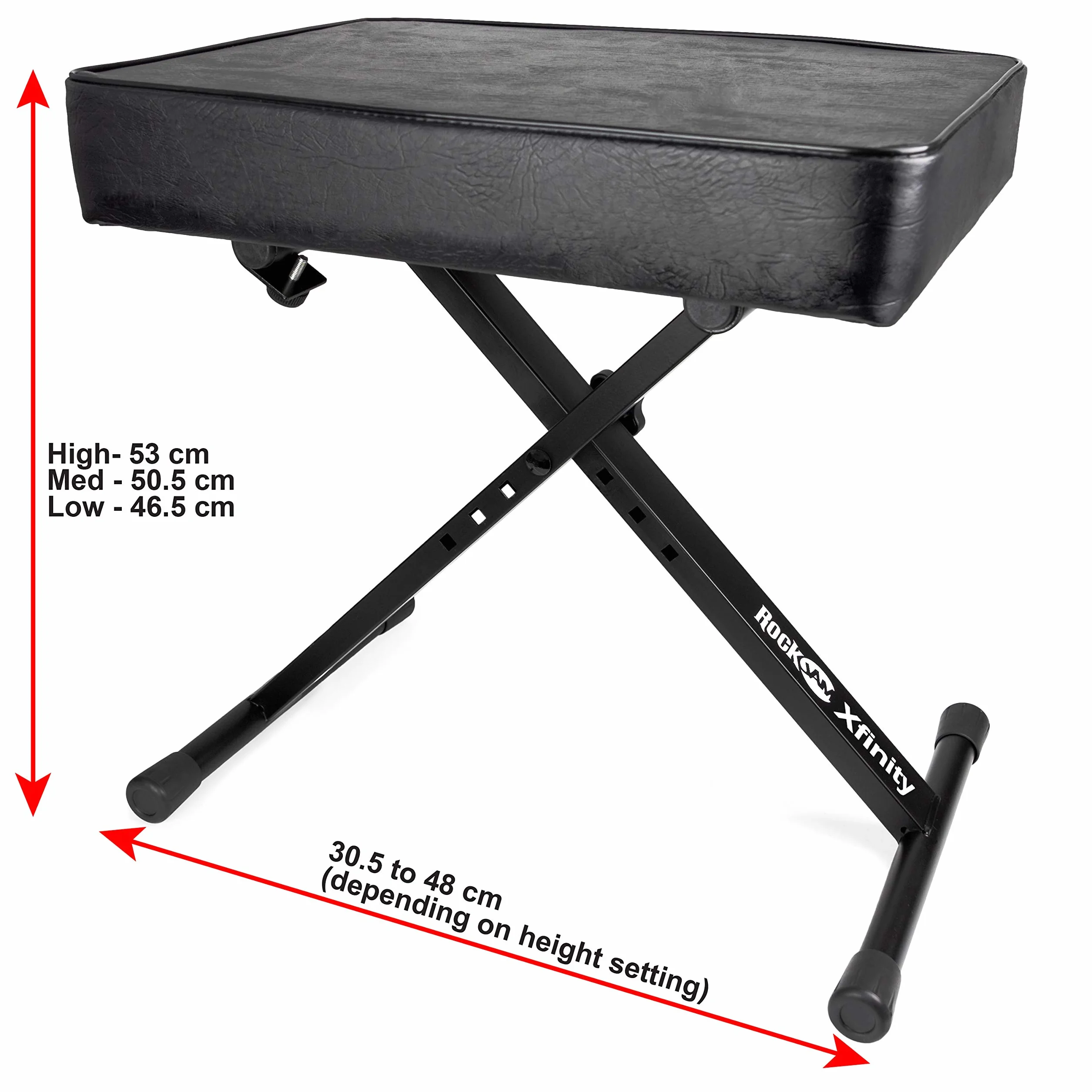 Rockjam RJKBB100 Wyściełany Taboret Fortepianowy, Czarny