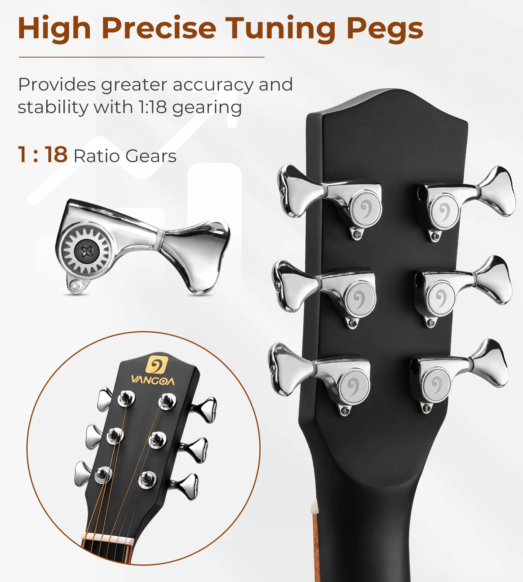 Vangoa 4/4 elektryczna gitara akustyczna, 41", gitara Cutaway z 4-pasmowym korektorem, wbudowany pickup, torba na gitarę i zestaw dla początkujących, kolor czarny