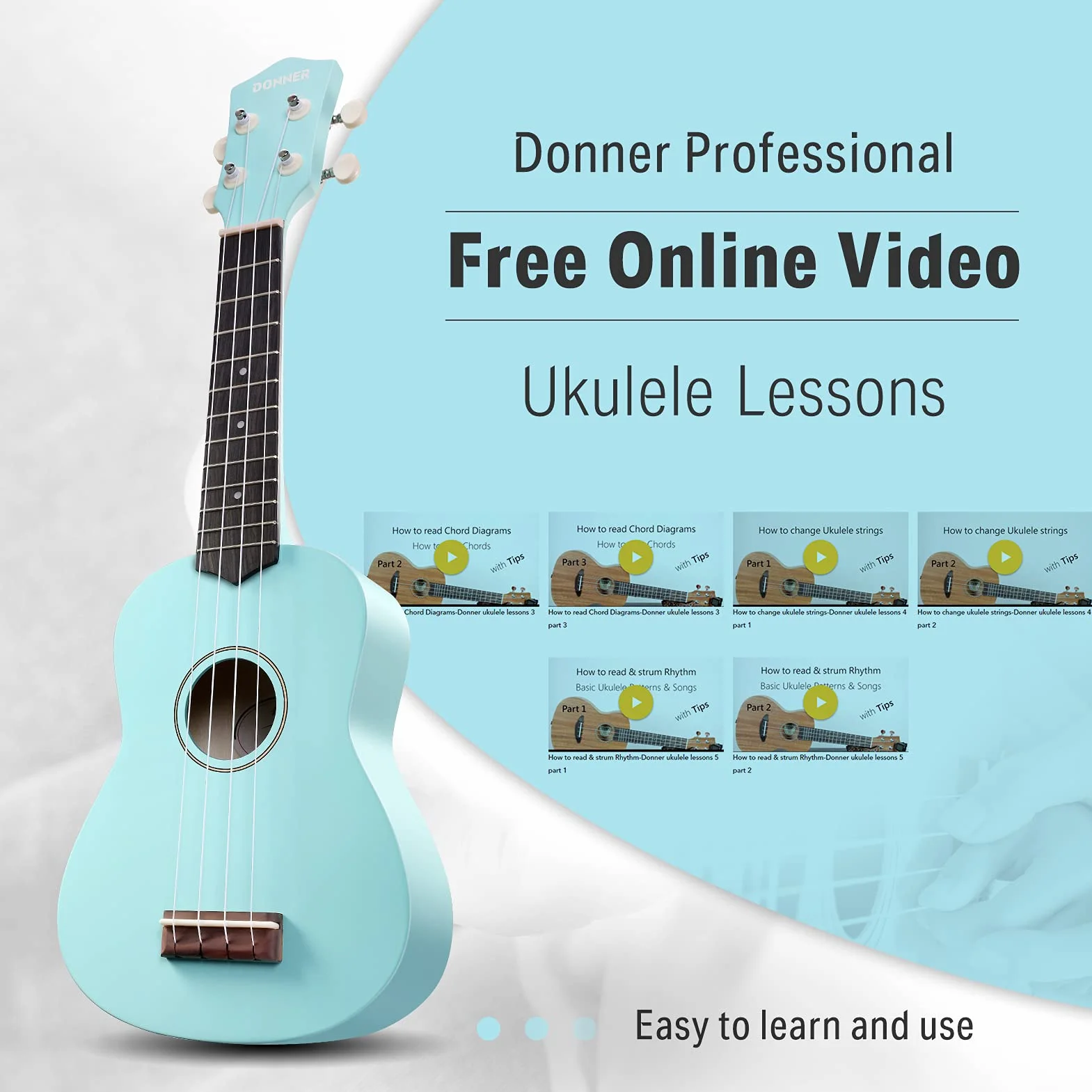 Donner Ukulele sopranowe dla początkujących dorosłych ukelele z paskiem online za darmo na lekcje pasek tunera, DMU-01 21 cali matowy pakiet ukalee zestaw Macaron Series-Miętowy zielony